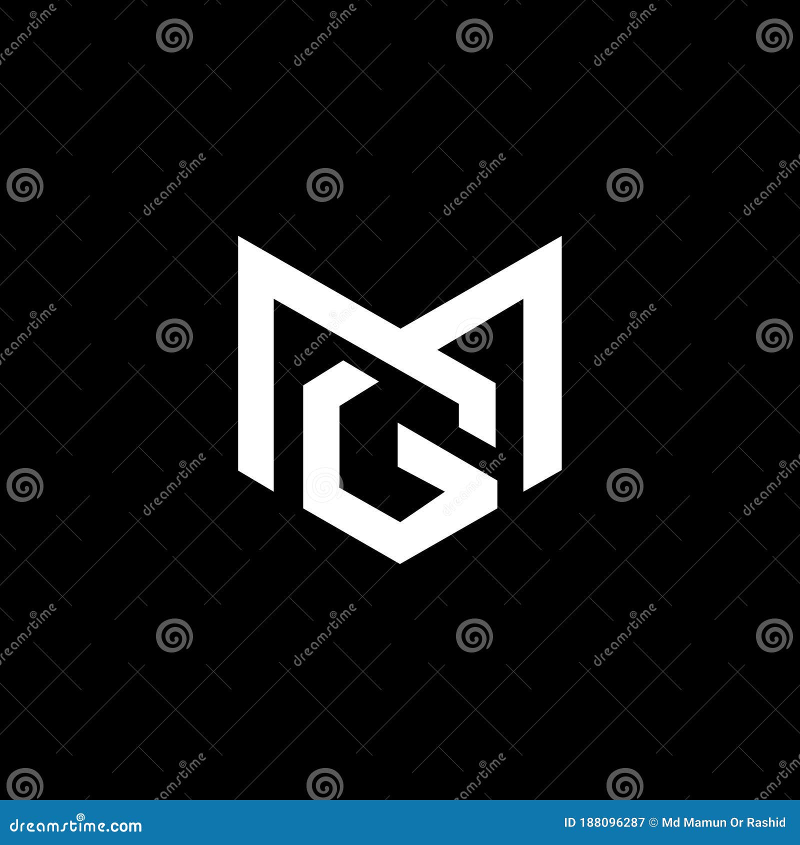 Mg logo monogram with piece circle ribbon style Vector Image