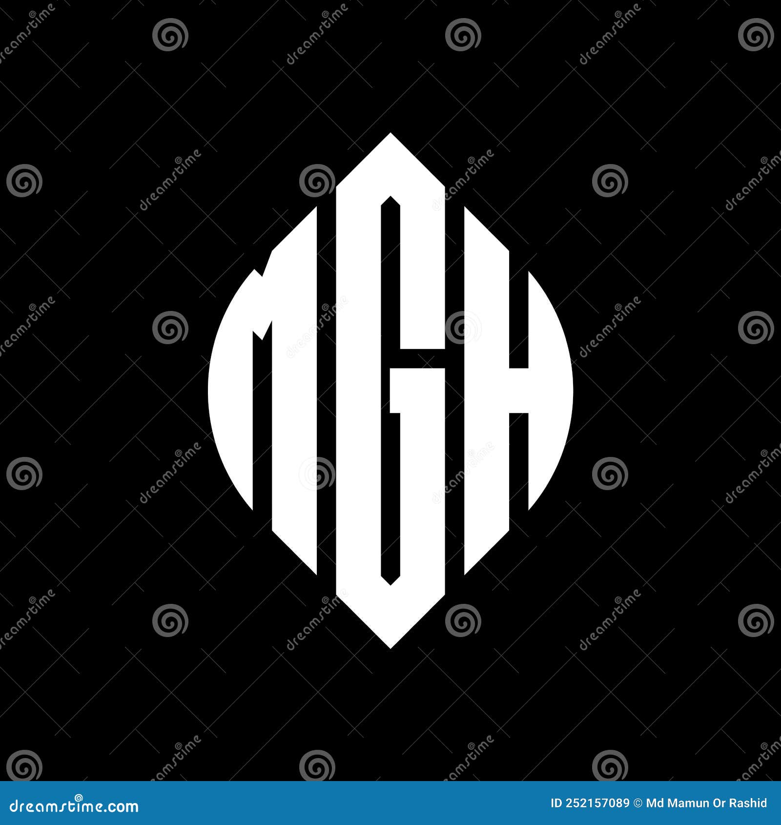 mgh circle letter logo  with circle and ellipse . mgh ellipse letters with typographic style. the three initials form a