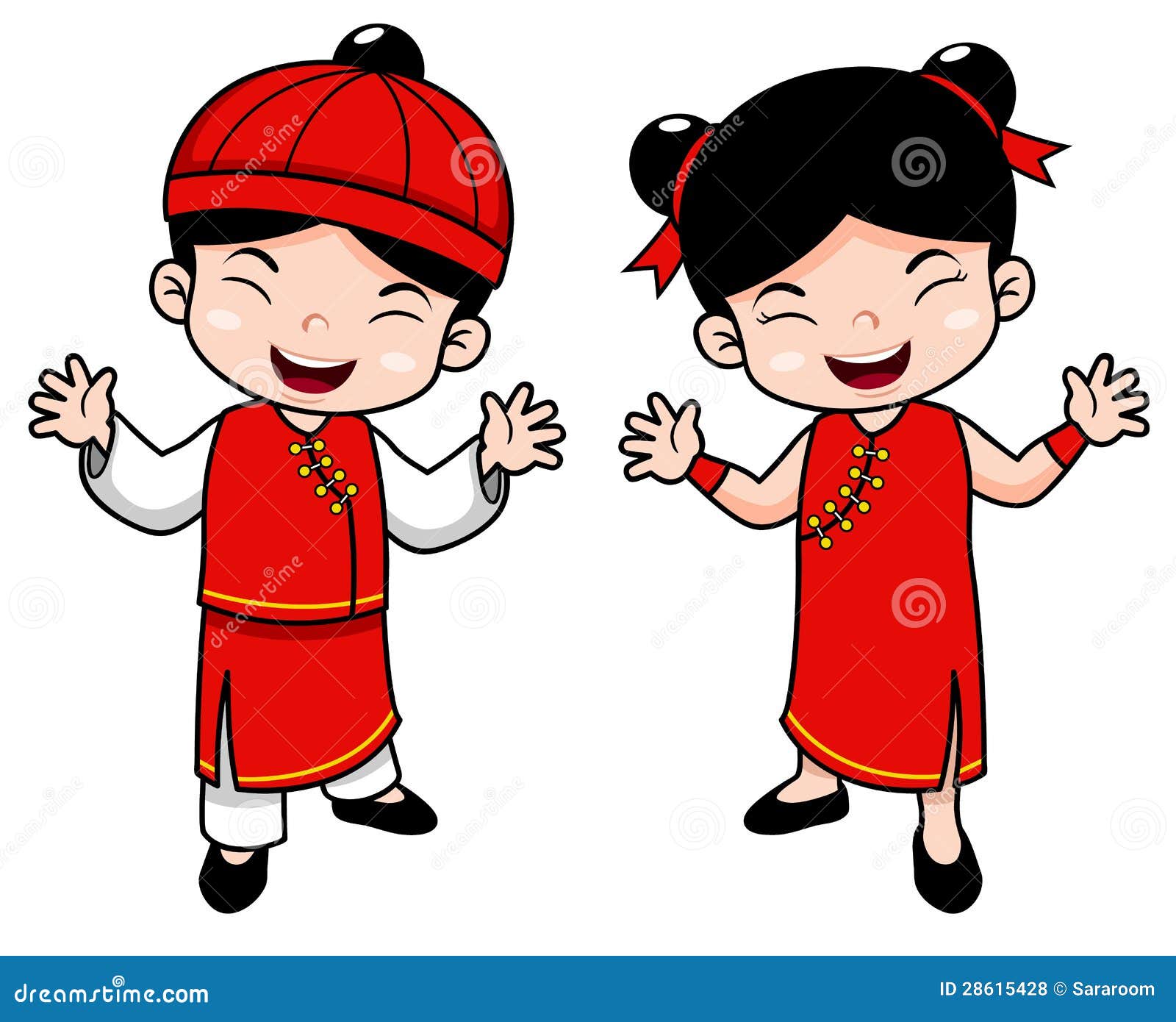Miúdos Do Chinês Dos Desenhos Animados Ilustração do Vetor - Ilustração de  porcelana, encantador: 28615428