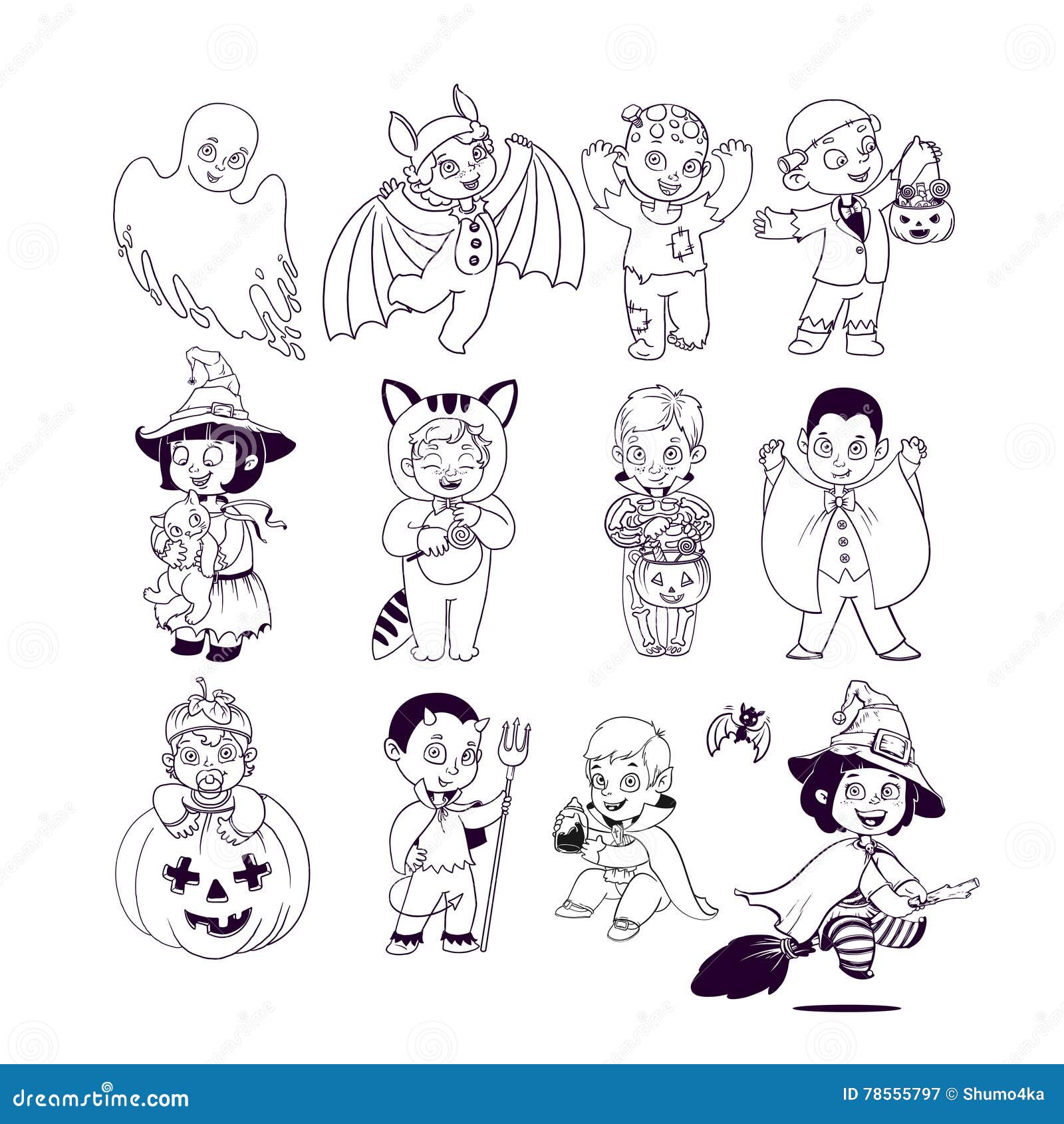 Vetores e ilustrações de Desenhos halloween colorir para download gratuito