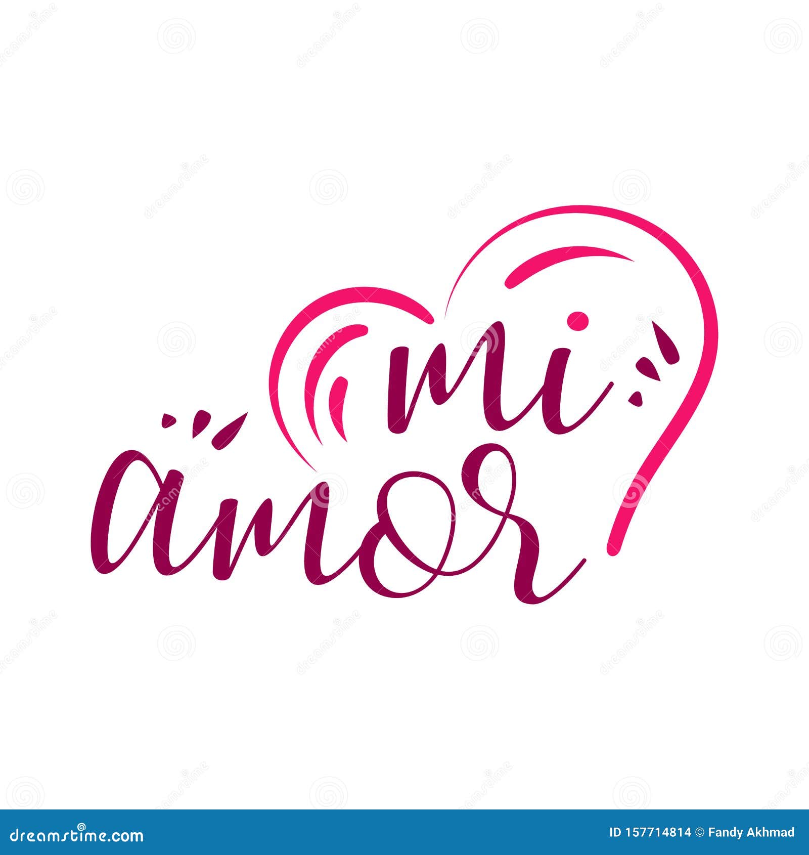 mi amor  hand lettering my love in spanish  digital calligraphy romantic inscription on heart  background