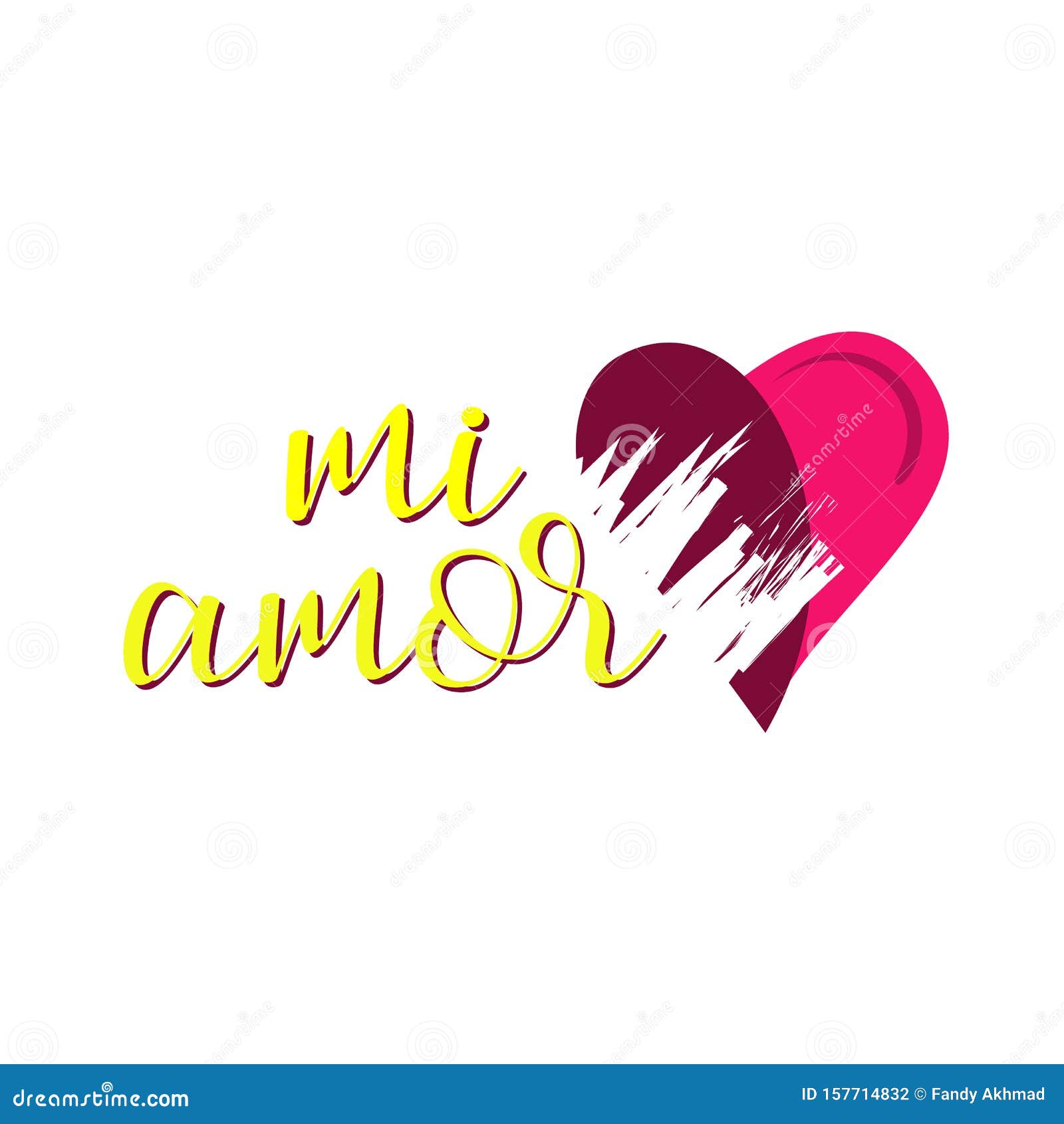 mi amor  hand lettering my love in spanish  digital calligraphy romantic inscription on heart  background