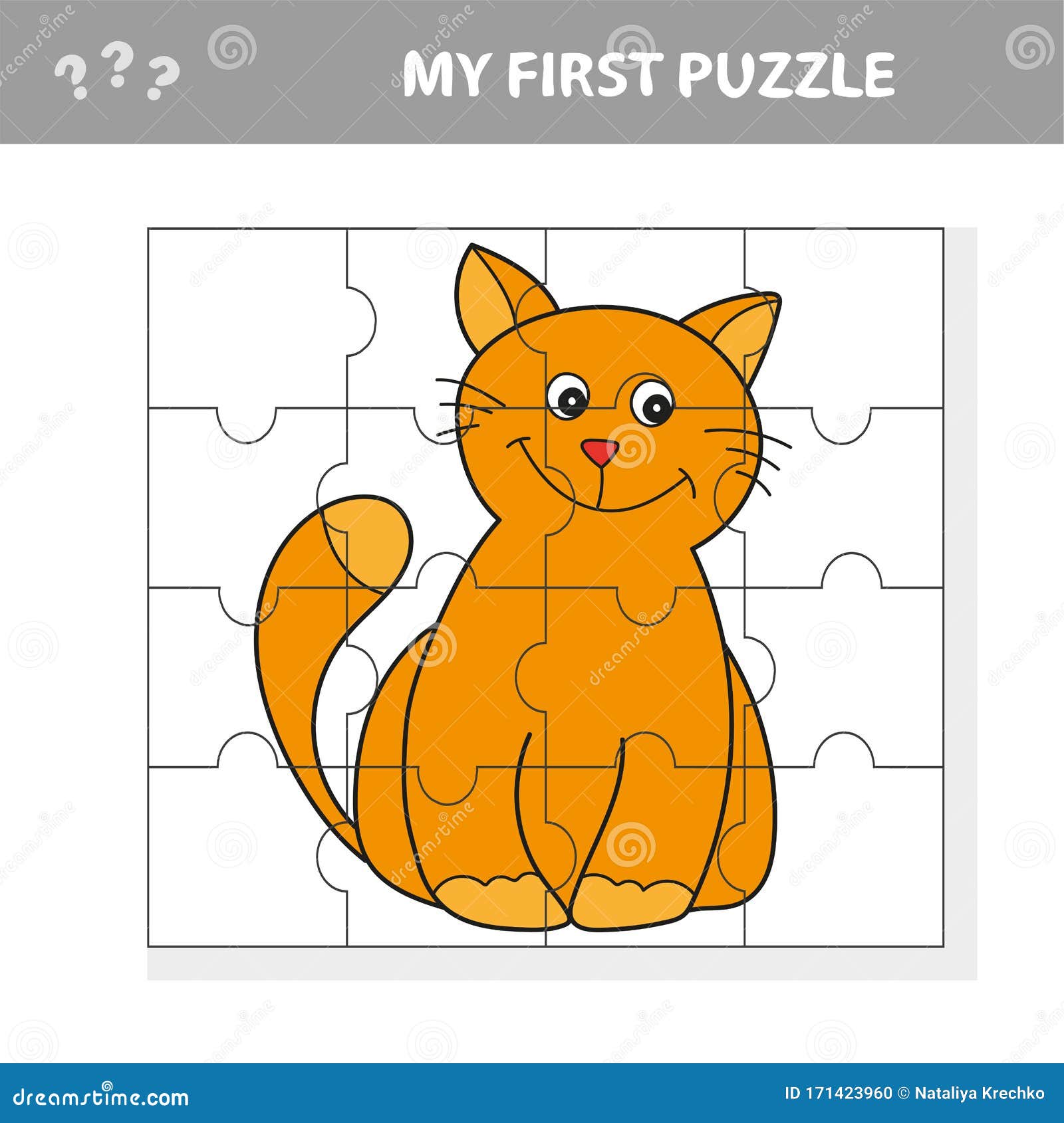 Mi Primer Puzzle Juego De Puzzle Felino De Caricatura Feliz Para Niños del Vector - Ilustración de laberinto, 171423960