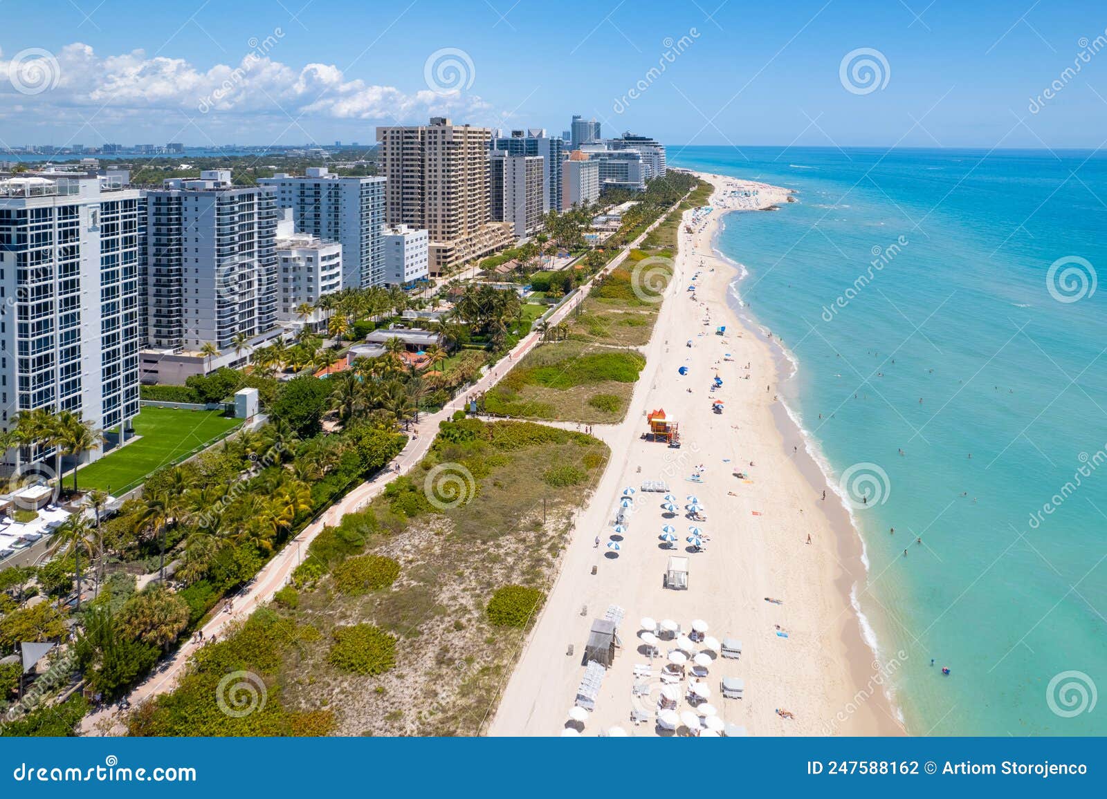 Usa day light summer time miami south beach panorama 4k florida