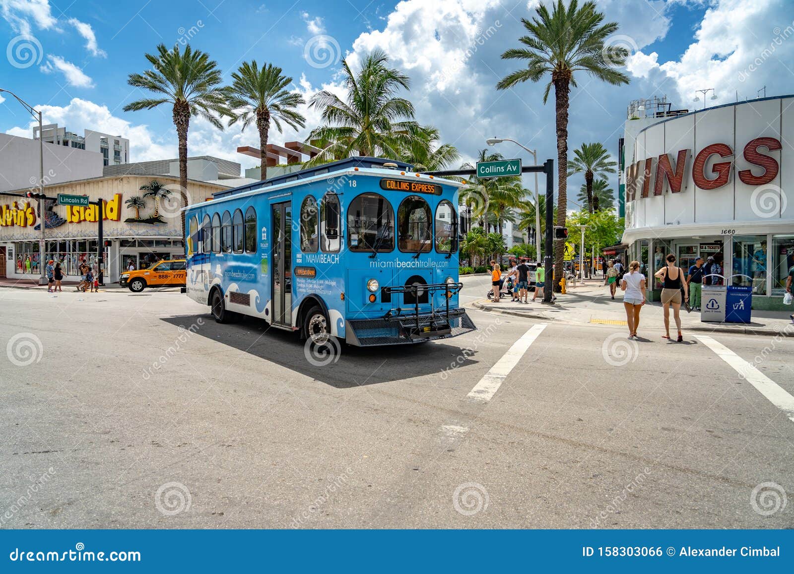 miami beach, florida, usa - free public trolley bus
