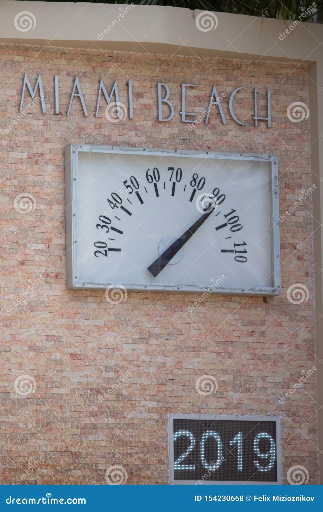 Miami Beach Iconic Landmark Thermometer Clock Stock Photo Image of