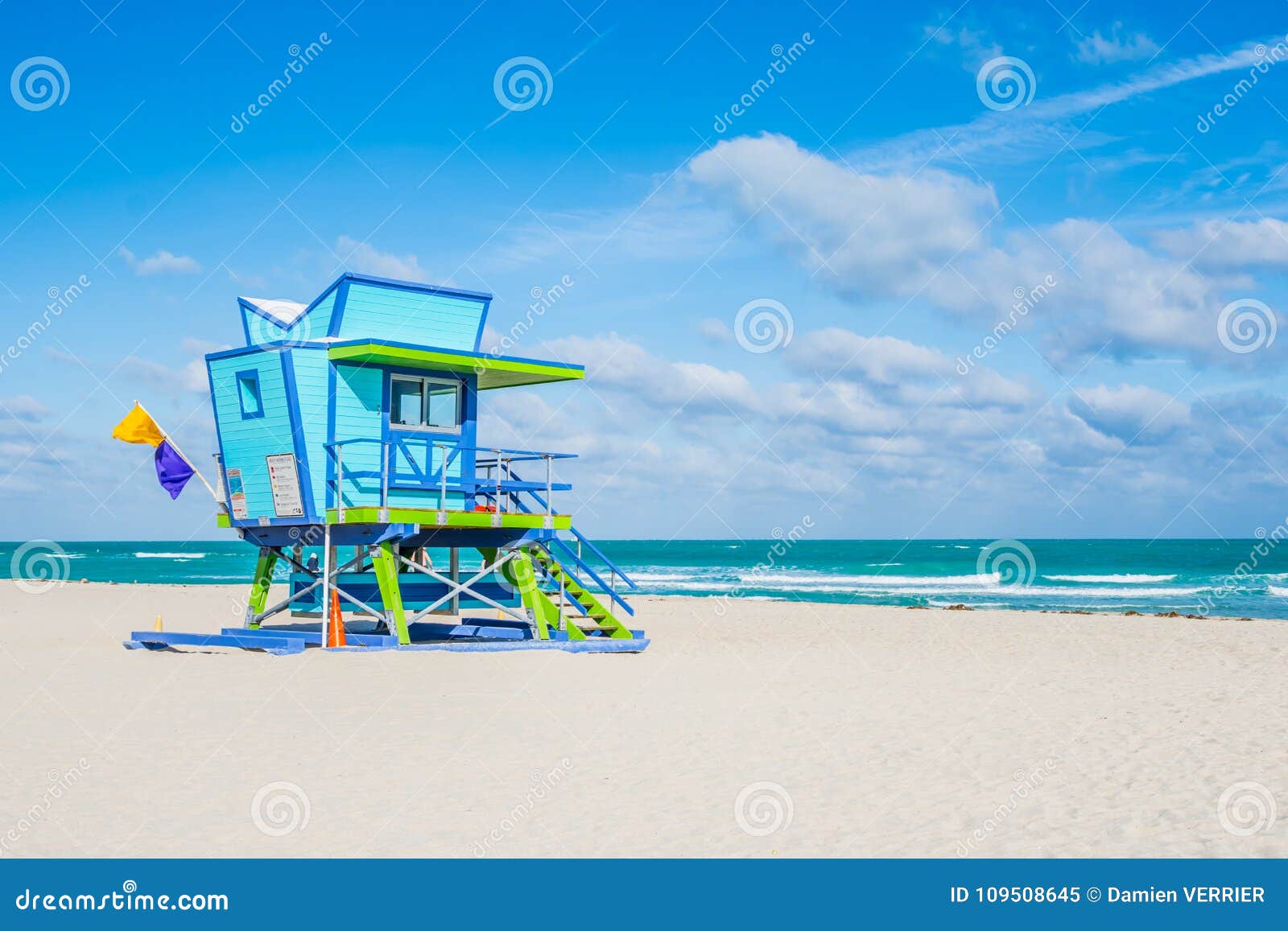 miami beach lifeguard stand in the florida sunshine