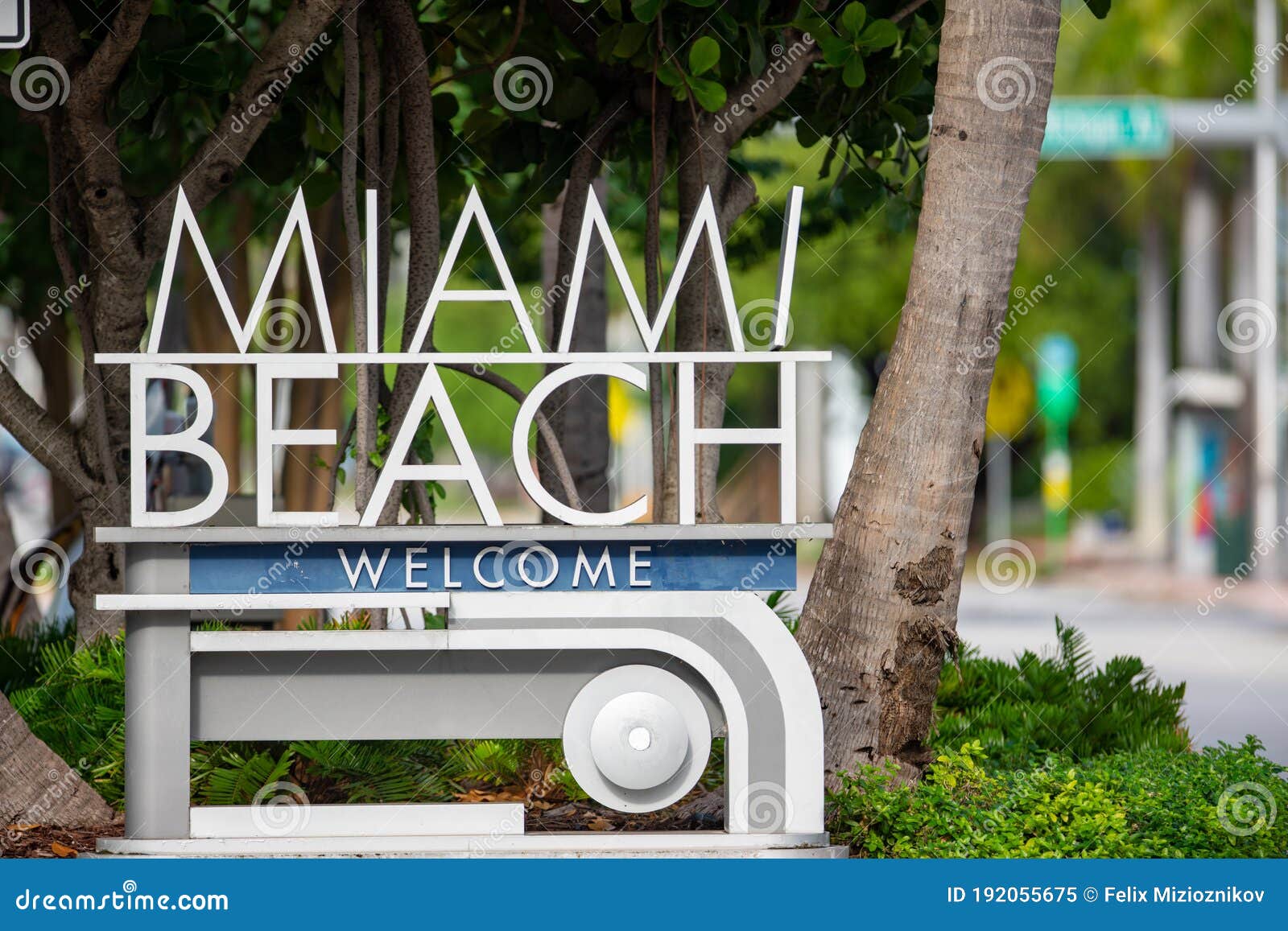 Miami Beach Sign on 5th Street Stock Image Image of florida