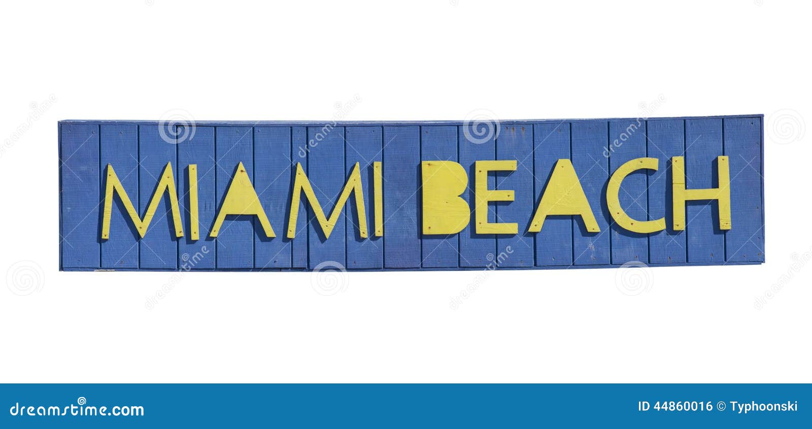 Miami Beach writing on wooden background isolated over white