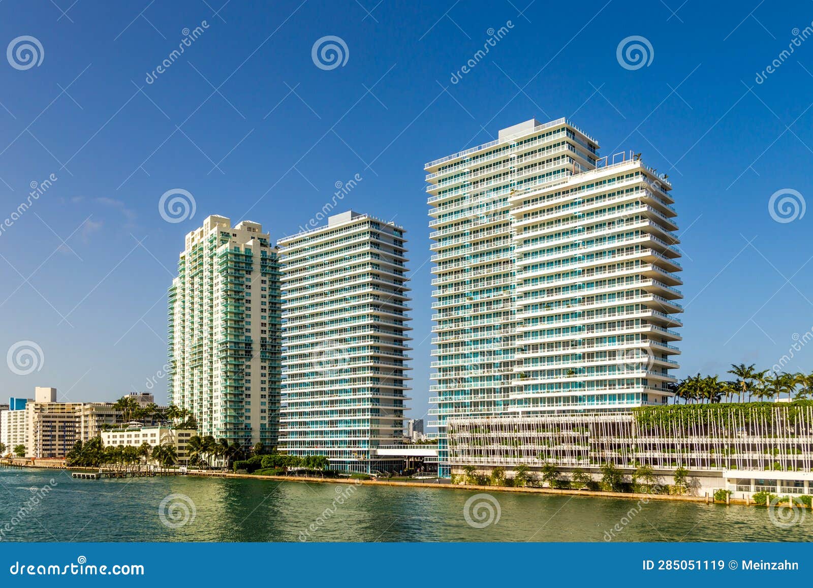 Miami skyline at daytime stock image. Image of daytime 285051119