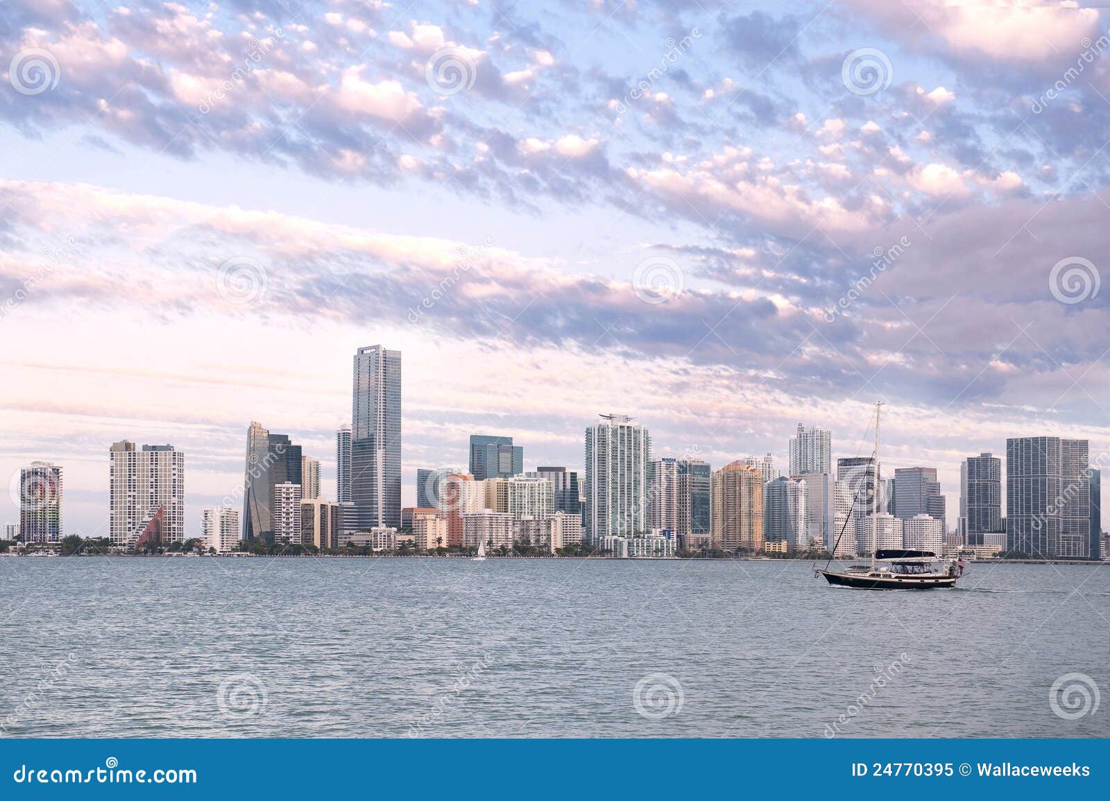 Miami Skyline from Key Biscayne Stock Image Image of travel