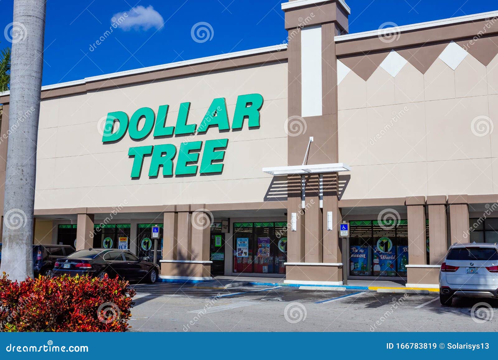 Miami, USA - November 30, 2019: Dollar Tree Shop at Sunny Day Editorial