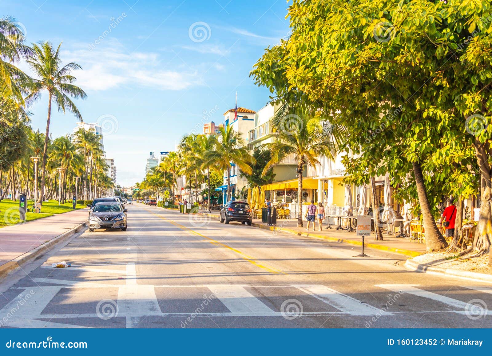 Miami, USA September 09, 2019 the View of Famous Ocean Drive Street