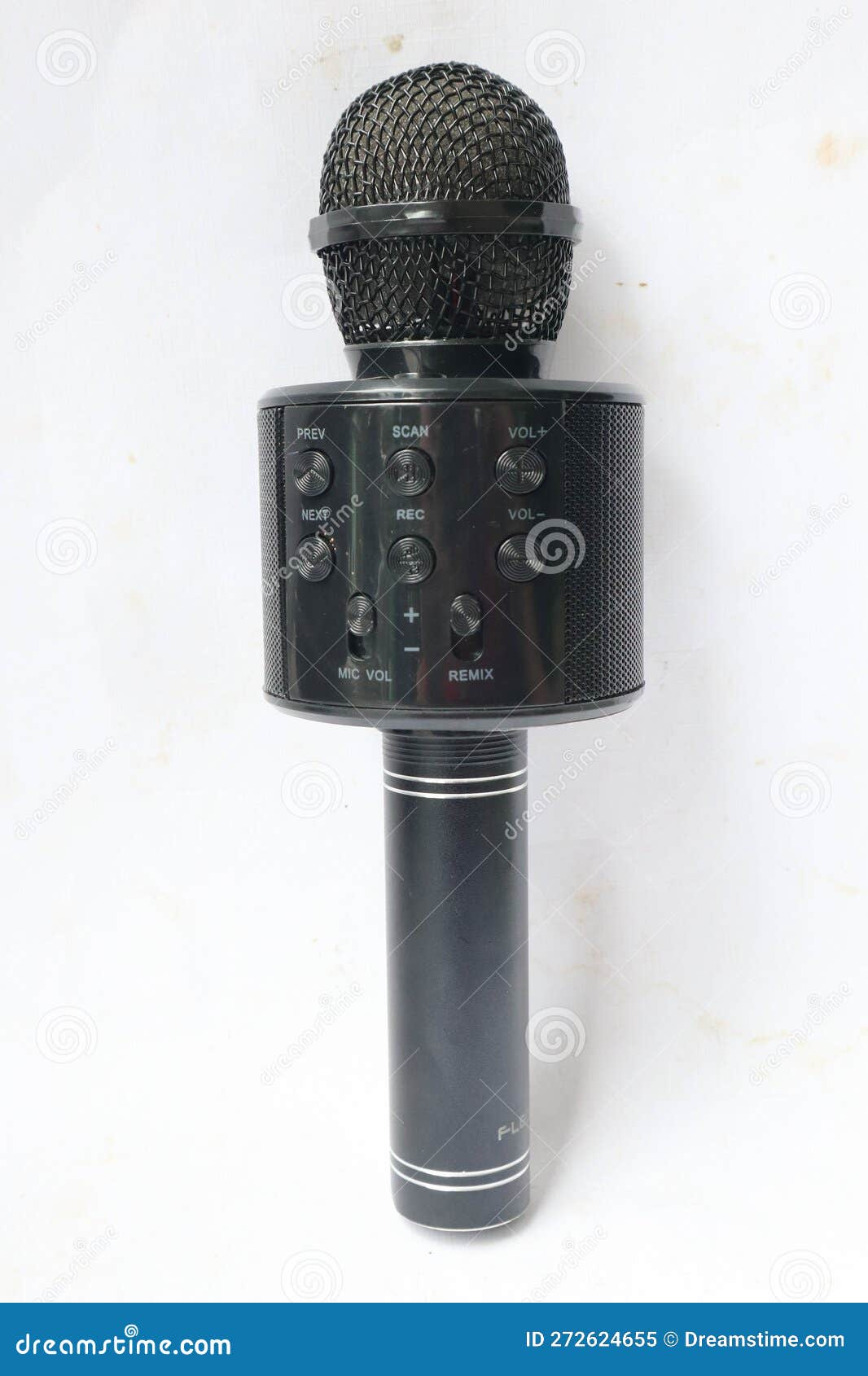 Mic Karaoke Microphone Wireless Blue Tooth Isolated on White Background. Stock Image Image of