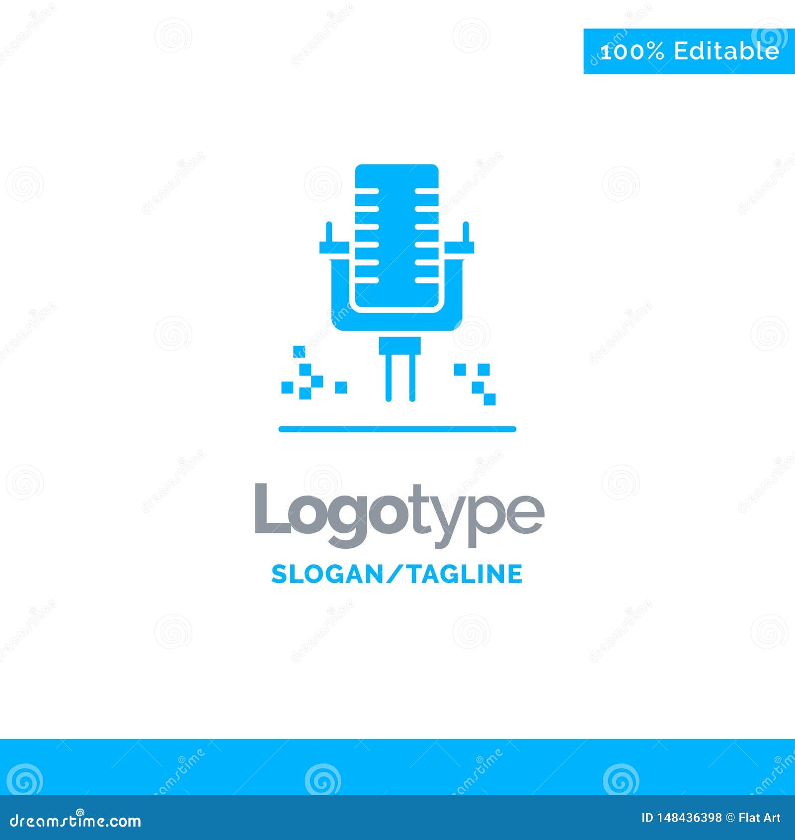 Mic, Microphone, Professional, Recording Blue Solid Logo Template
