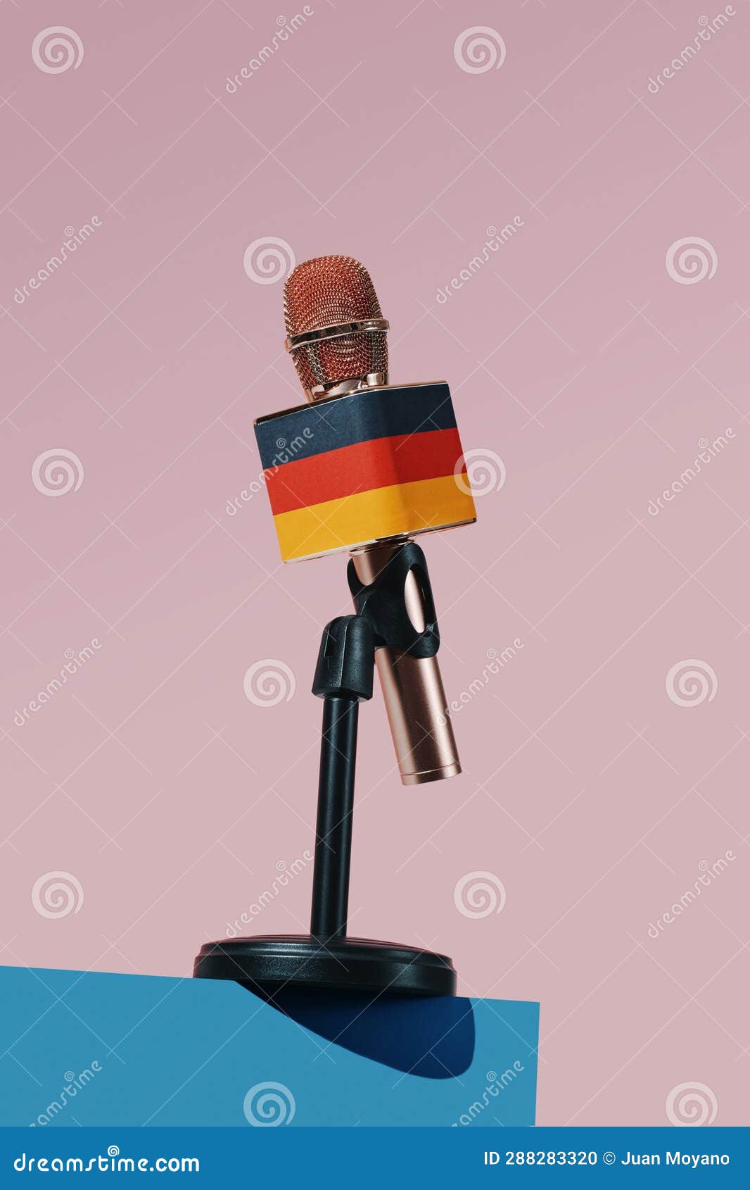 Mic Patterned with the German Flag in a Stand Stock Photo Image of country, broadcasting