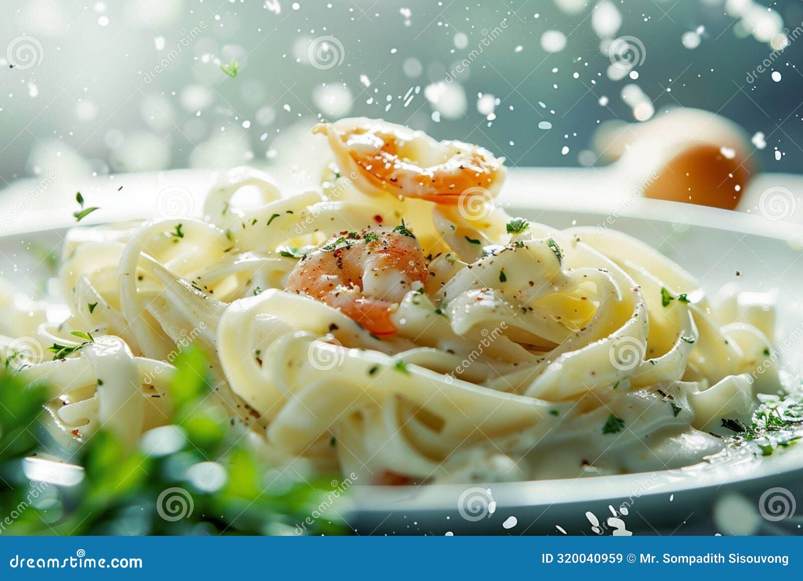 michelin starred and italian fettucini alfredo premium at fine dining restaurant