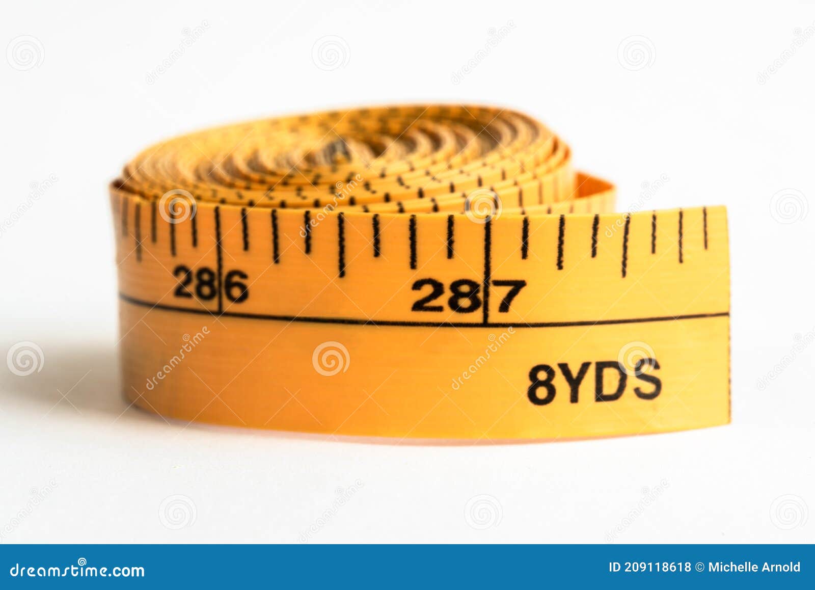 8 Yard Flexible Measuring Tape Stock Photo - Image of orange, isolated:  209118618