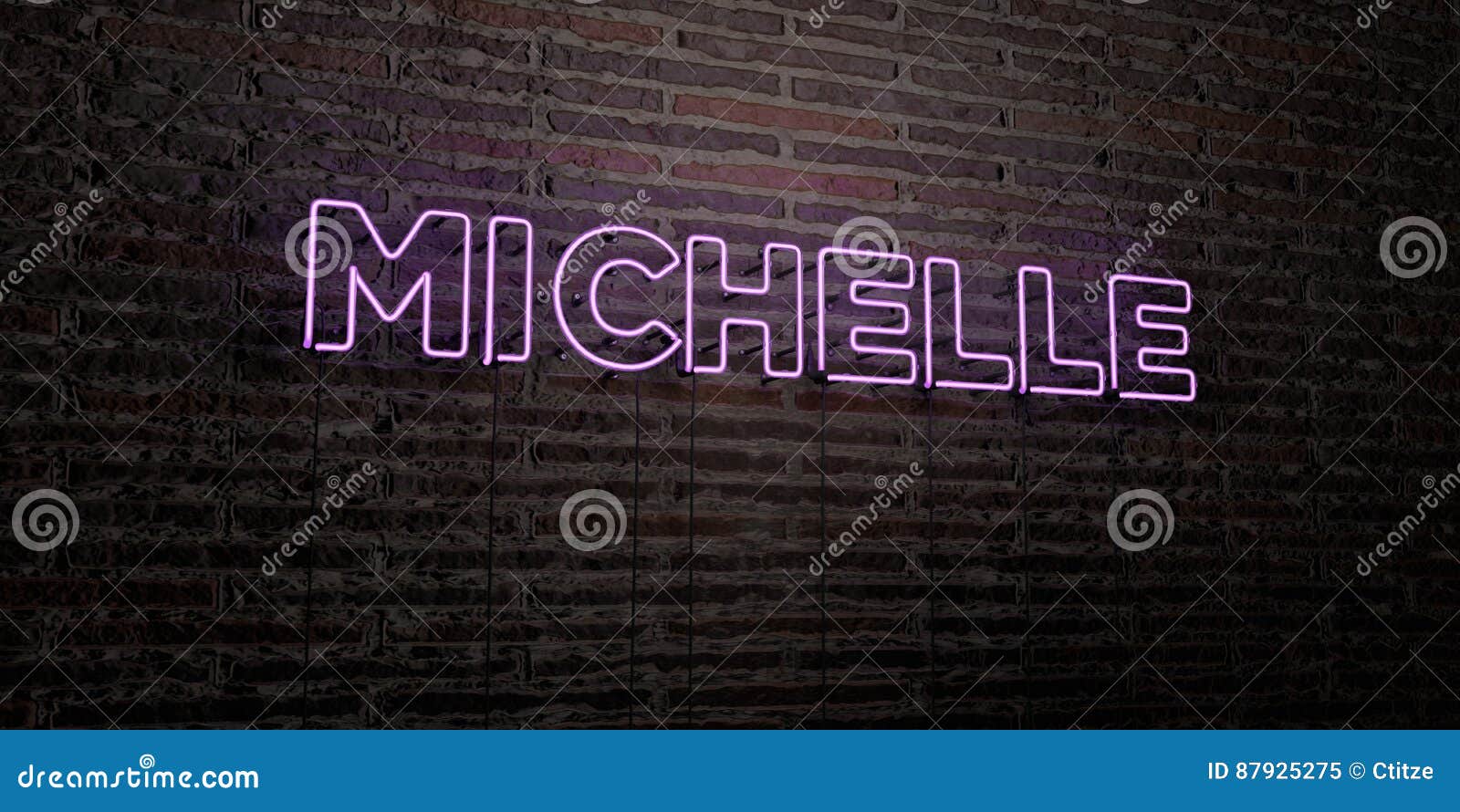 MICHELLE -Realistic Neon Sign on Brick Wall Background - 3D Rendered  Royalty Free Stock Image Stock Illustration - Illustration of brick, dark:  87925275