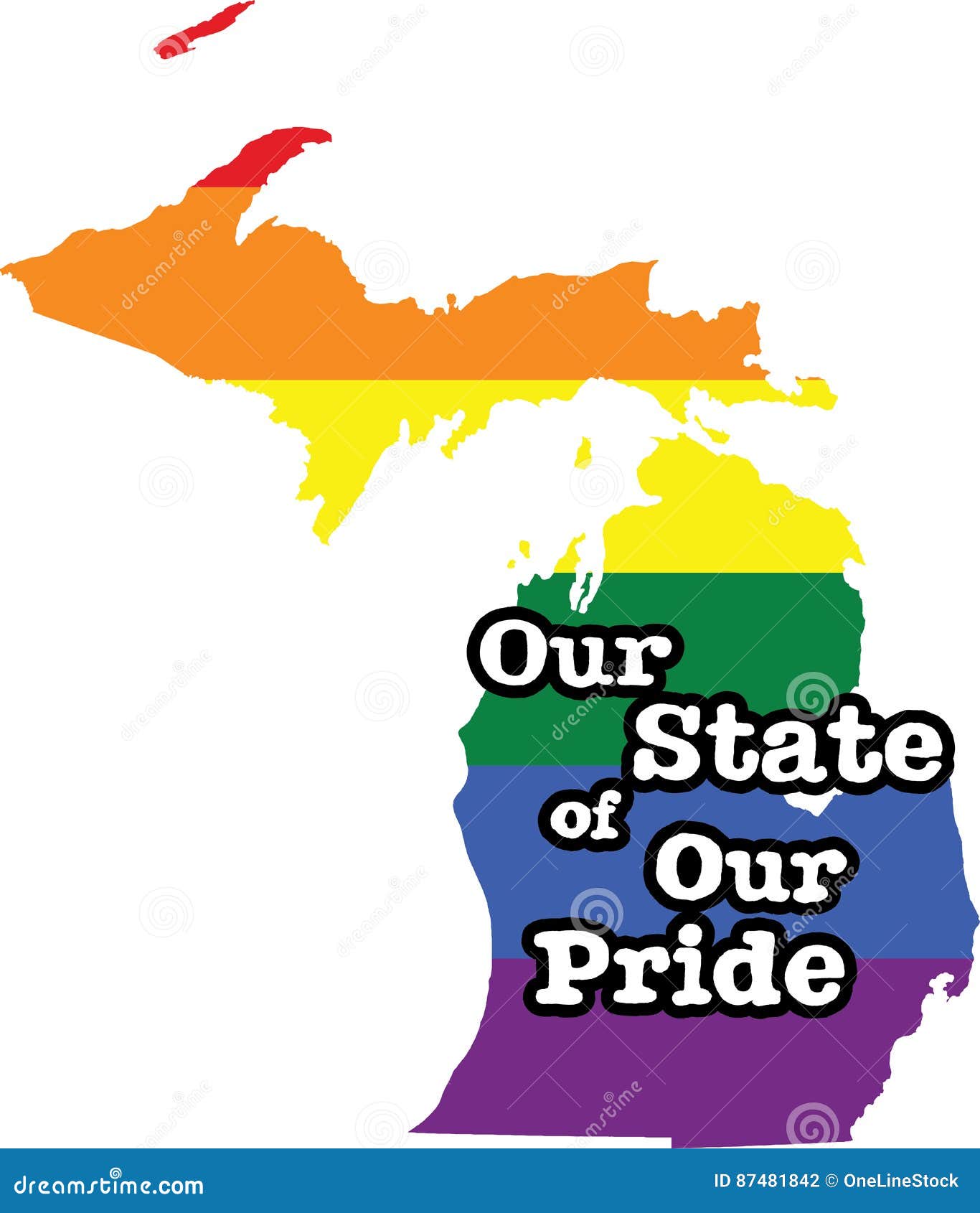 Michigan Gay Pride Vector State Sign Stock Vector Illustration of
