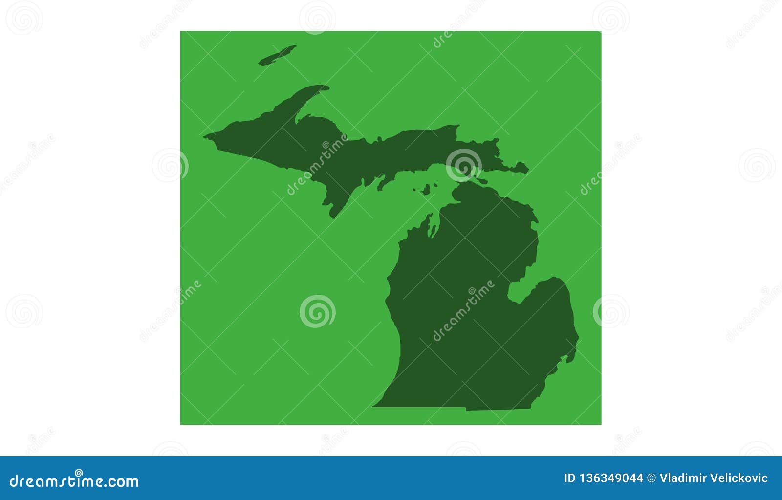 Michigan Map State In Midwestern Regions Of The United States Stock