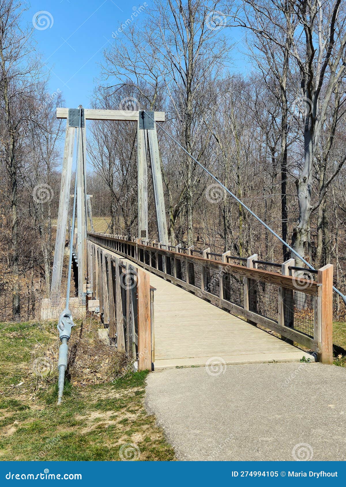 Michigan Pedestrian Suspension Bridge Stock Image Image of