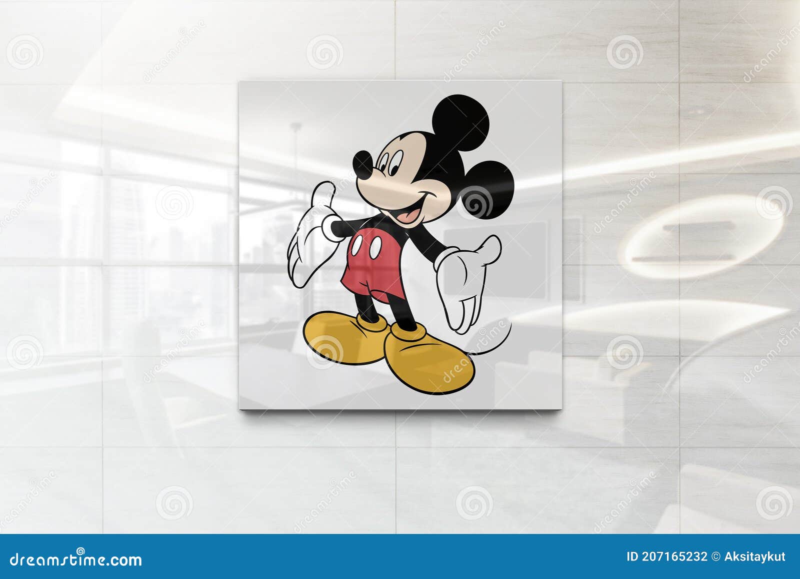 Mickey Mouse on Glossy Office Wall Realistic Texture Editorial Photography  - Illustration of gloves, mickey: 207165232