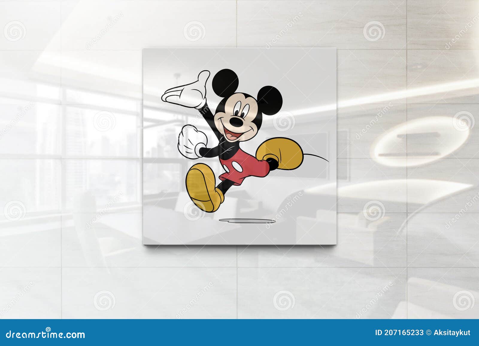 Mickey Mouse on Glossy Office Wall Realistic Texture Editorial Stock Photo  - Illustration of typically, mickey: 207165233