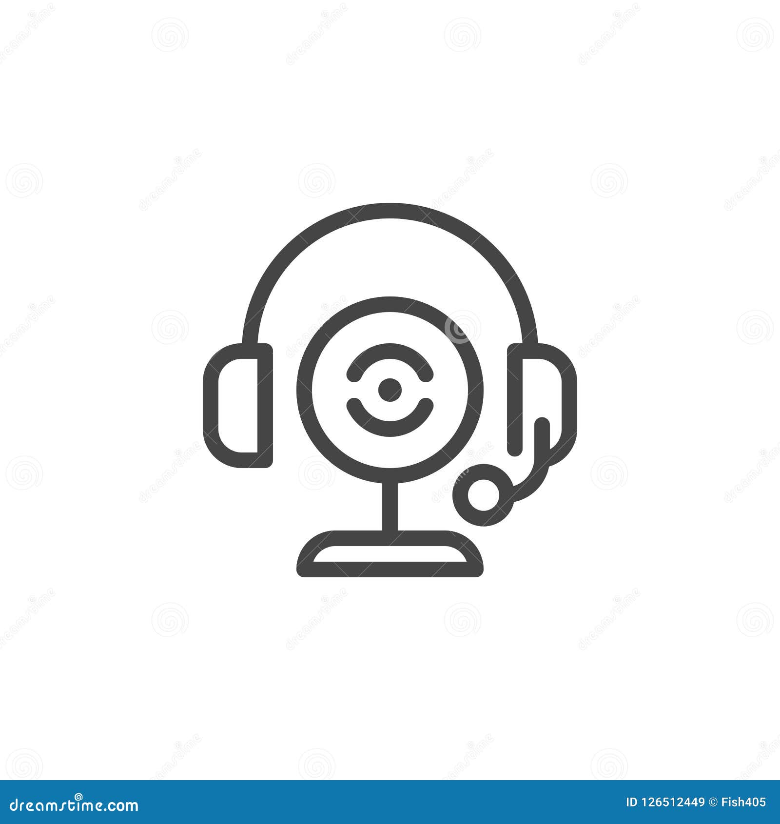 Dispositivo de auriculares de oficina para la ilustración de vector de  comunicación