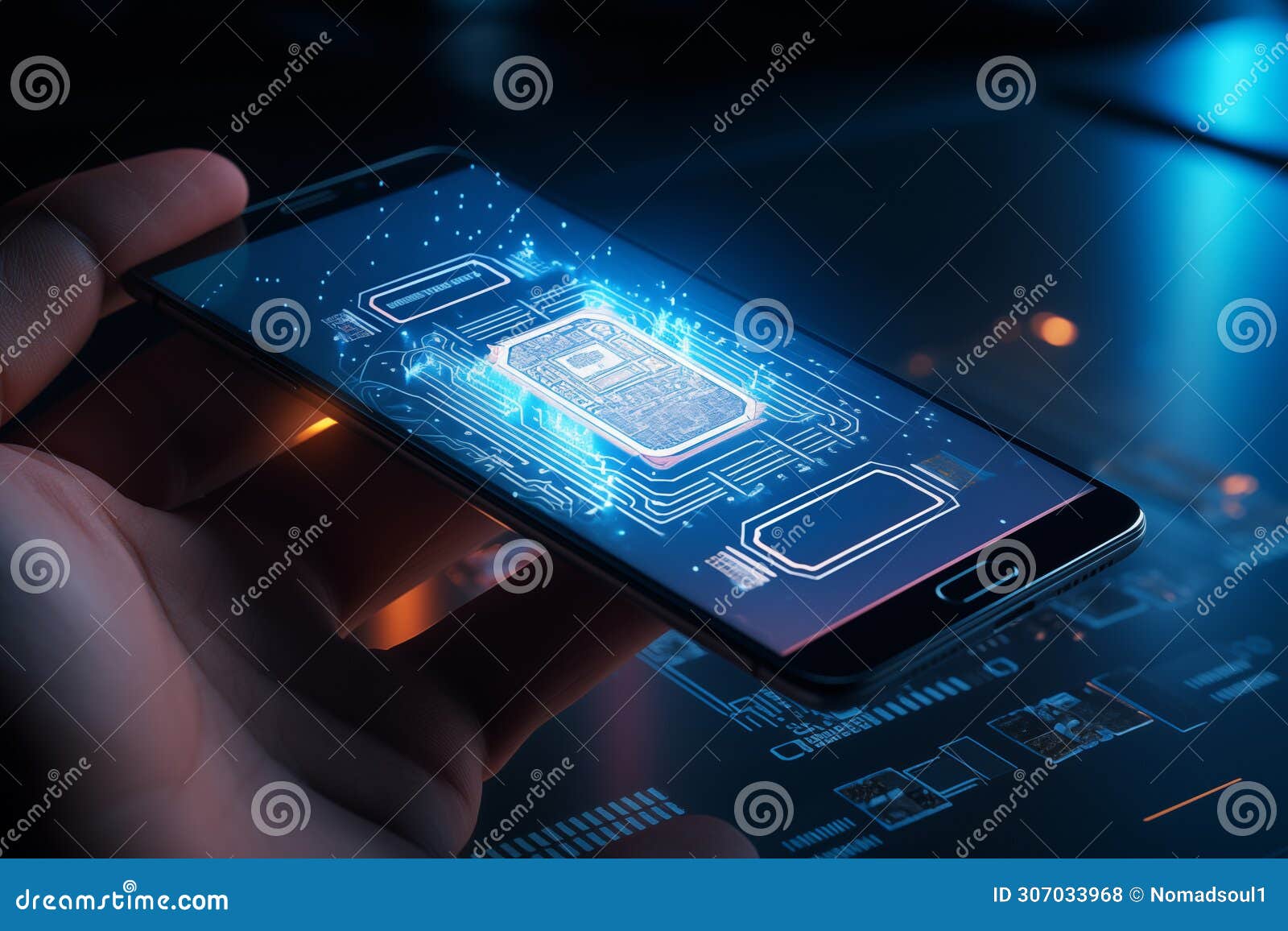 Micro Chip and Electronics Used in Modern Phone Concept. Generative AI