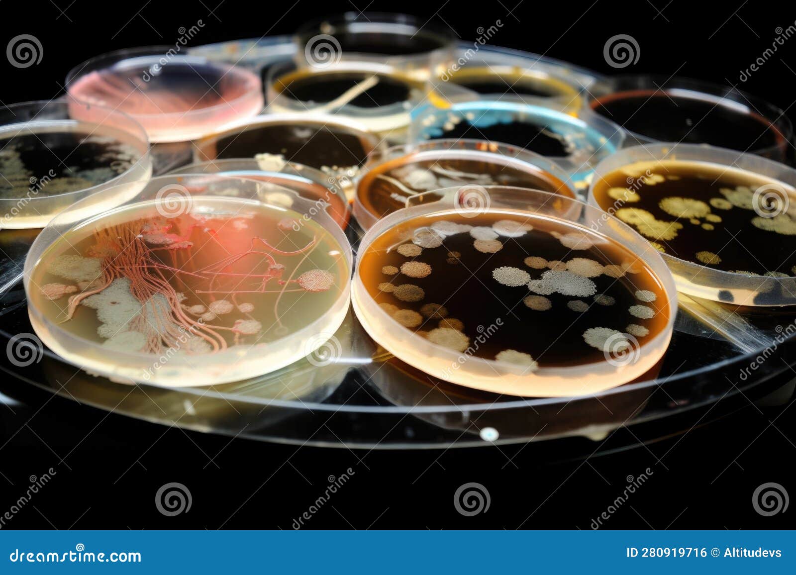 Microbial Culture on Agar Plate Growing into Unique and Diverse Colony