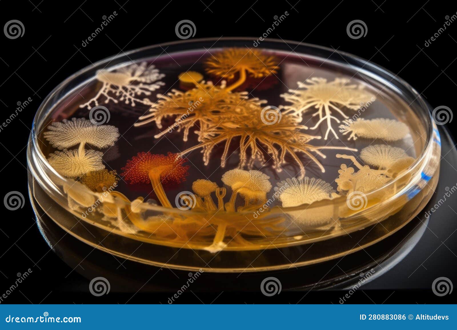 Microbial Culture Growing on Agar Plate, with Visible Colonies and