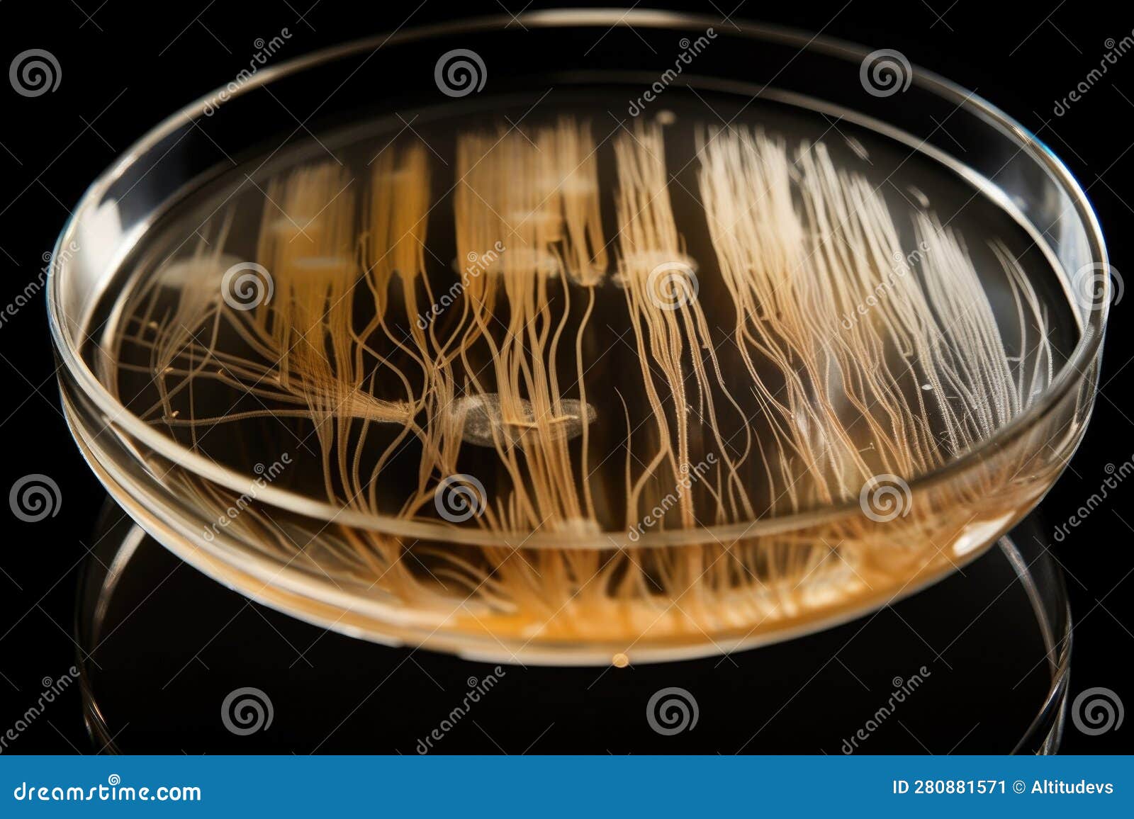 Microbial Culture Growing on Agar Plate with Visible Growth Streaks