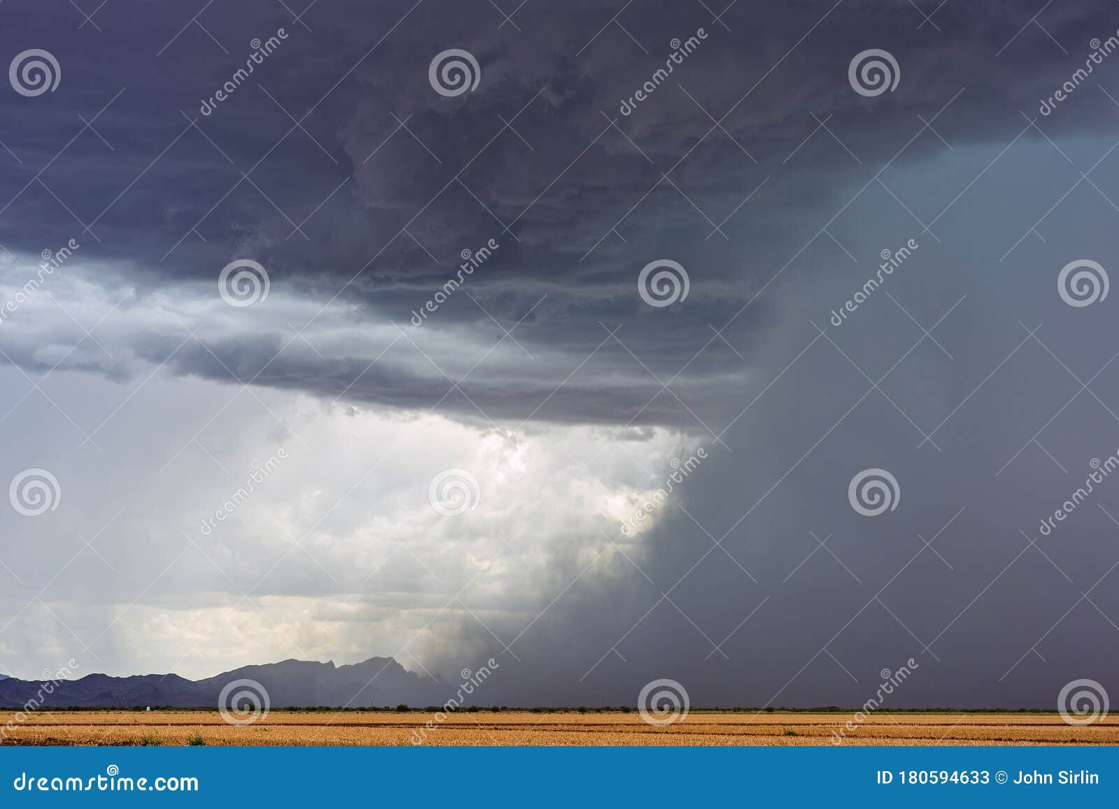 Microburst and Heavy Rain Downpour from a Thunderstorm Stock Image