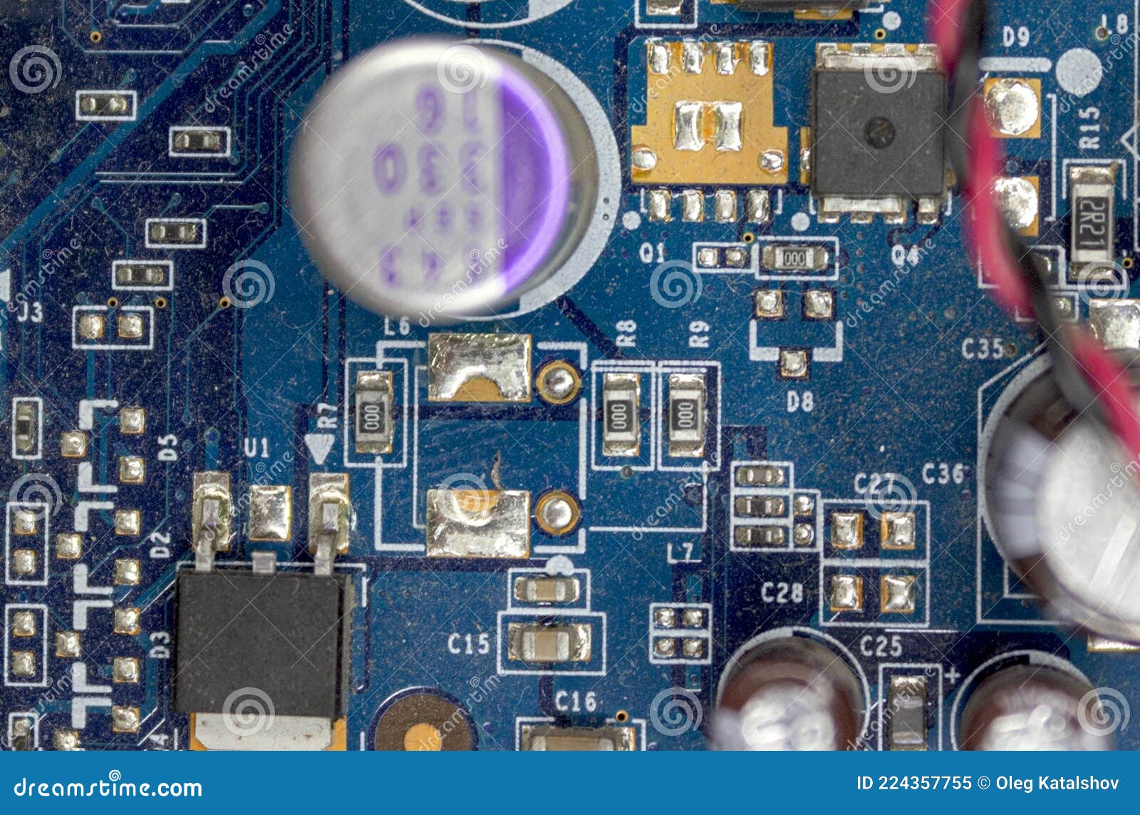 A Microchip with Components in Closeup. Processor with Resistors