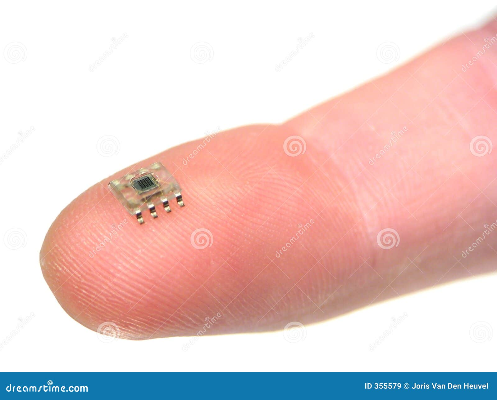 microchip on a fingertip