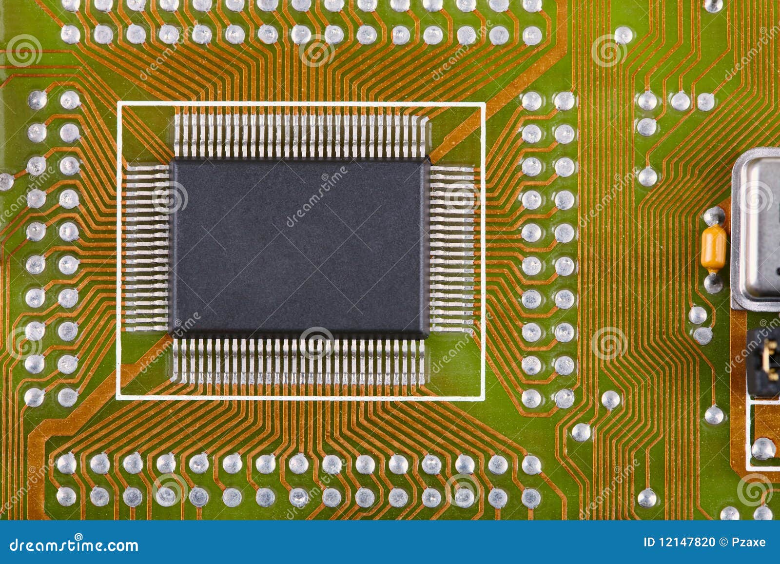 Microcircuit Soldered To an Electronic Plate Stock Photo Image of