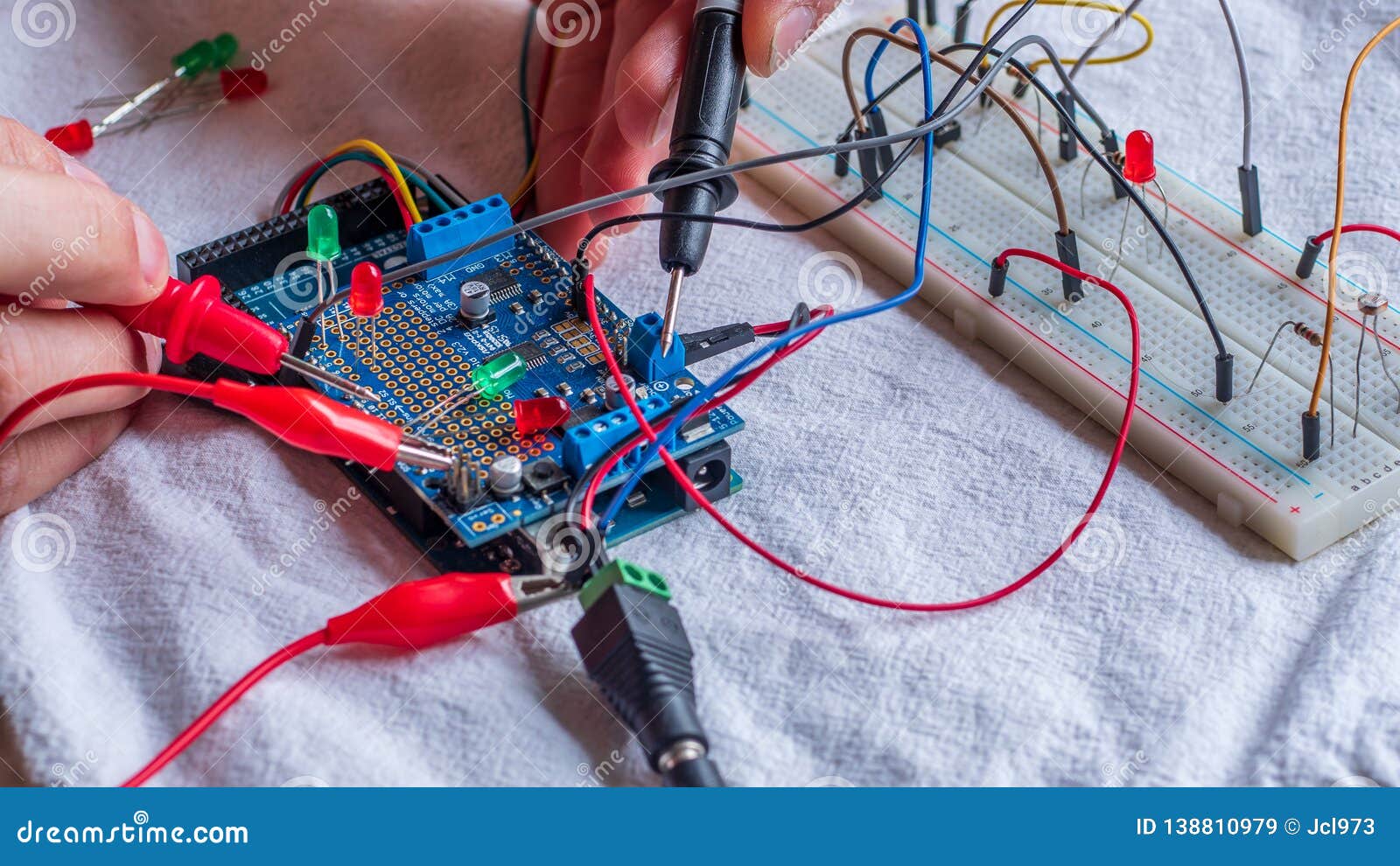 Microcontroller Build Closeup Showing Components, Board and Shield ...