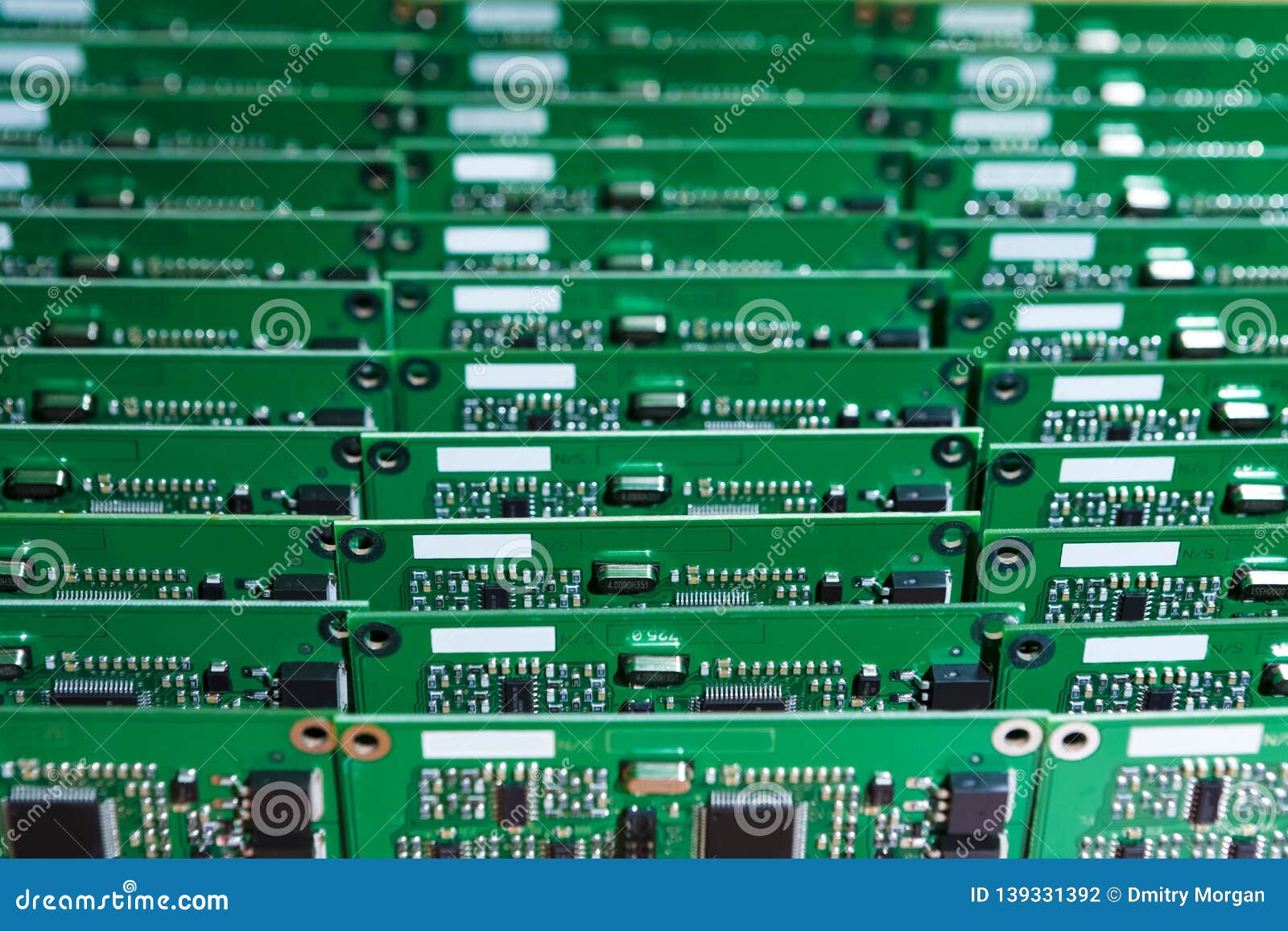 Microelectronics Industry and Manufacturing. Stack of Produced Printed