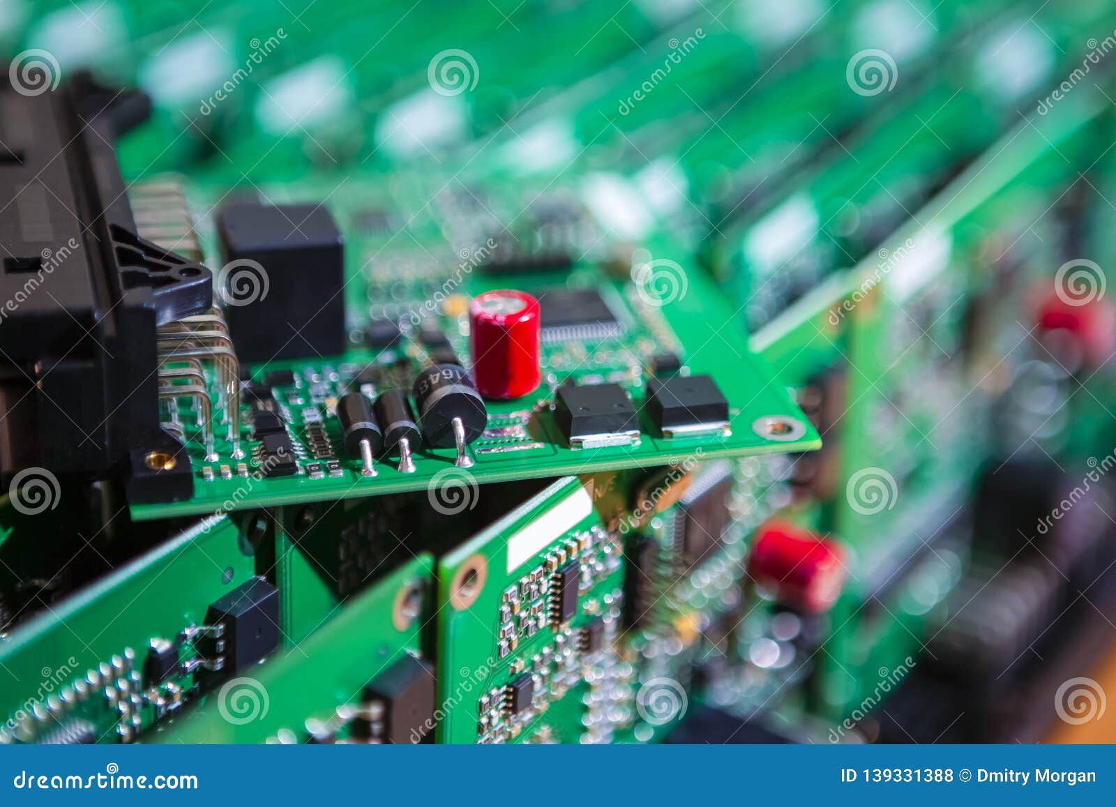 Microelectronics Industry and Manufacturing. Stack of Produced Printed