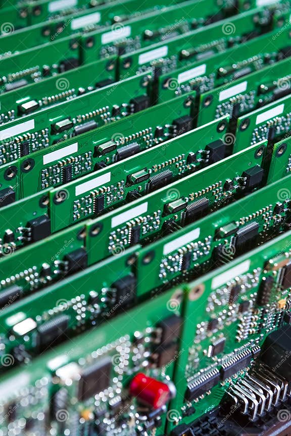 Microelectronics Industry and Manufacturing. Stack of Produced Printed