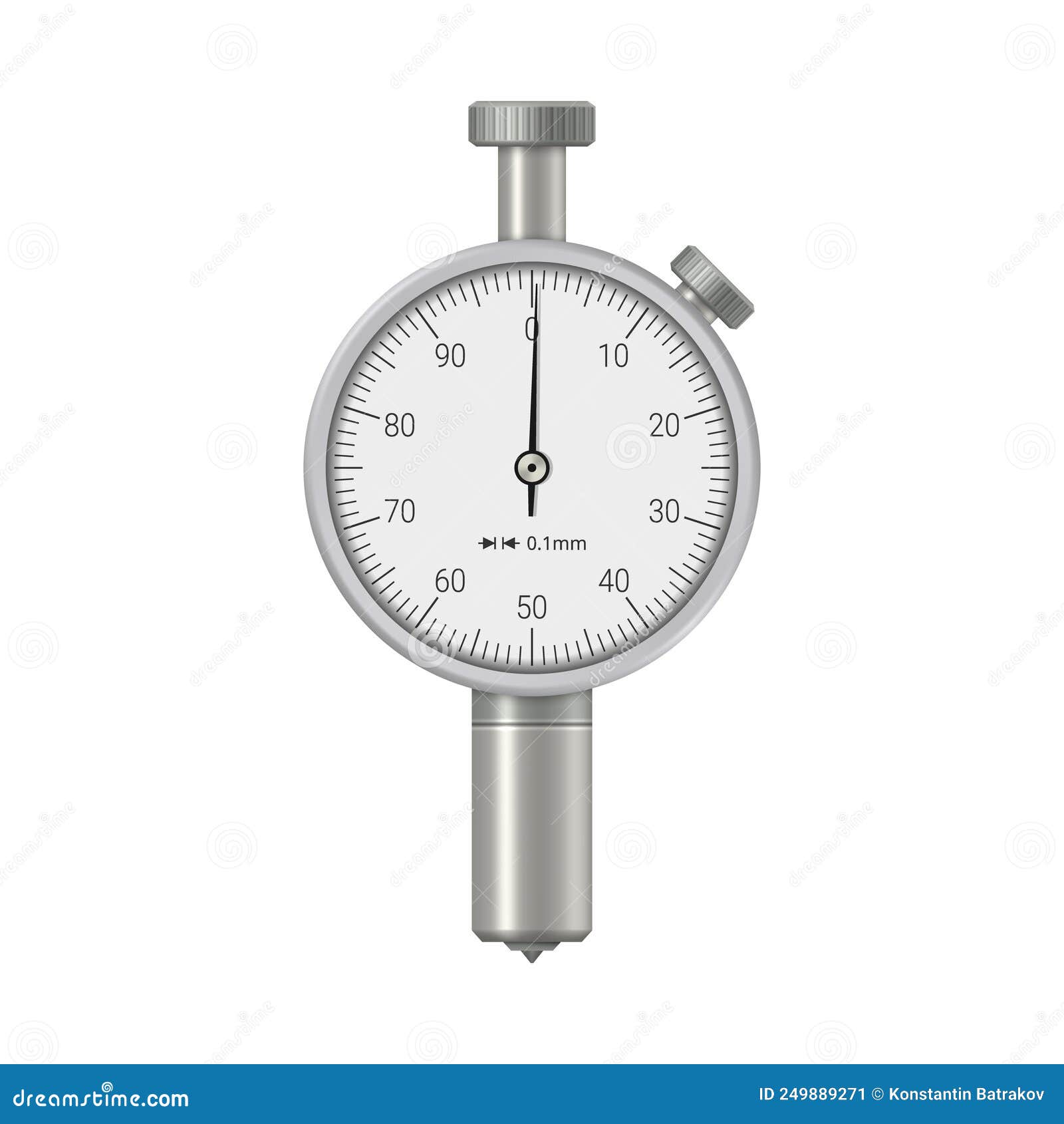 Micrometer Isolated on White Background, Dial Type. Stock Vector