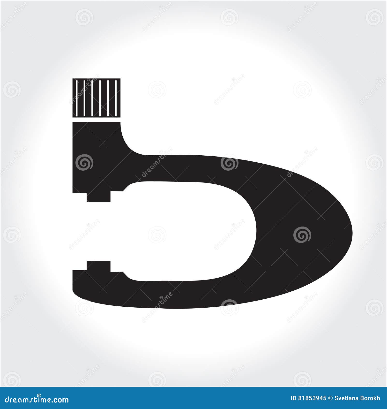Micrometer Tool Icon, Black Silhouette. Element Logo Isolated on White