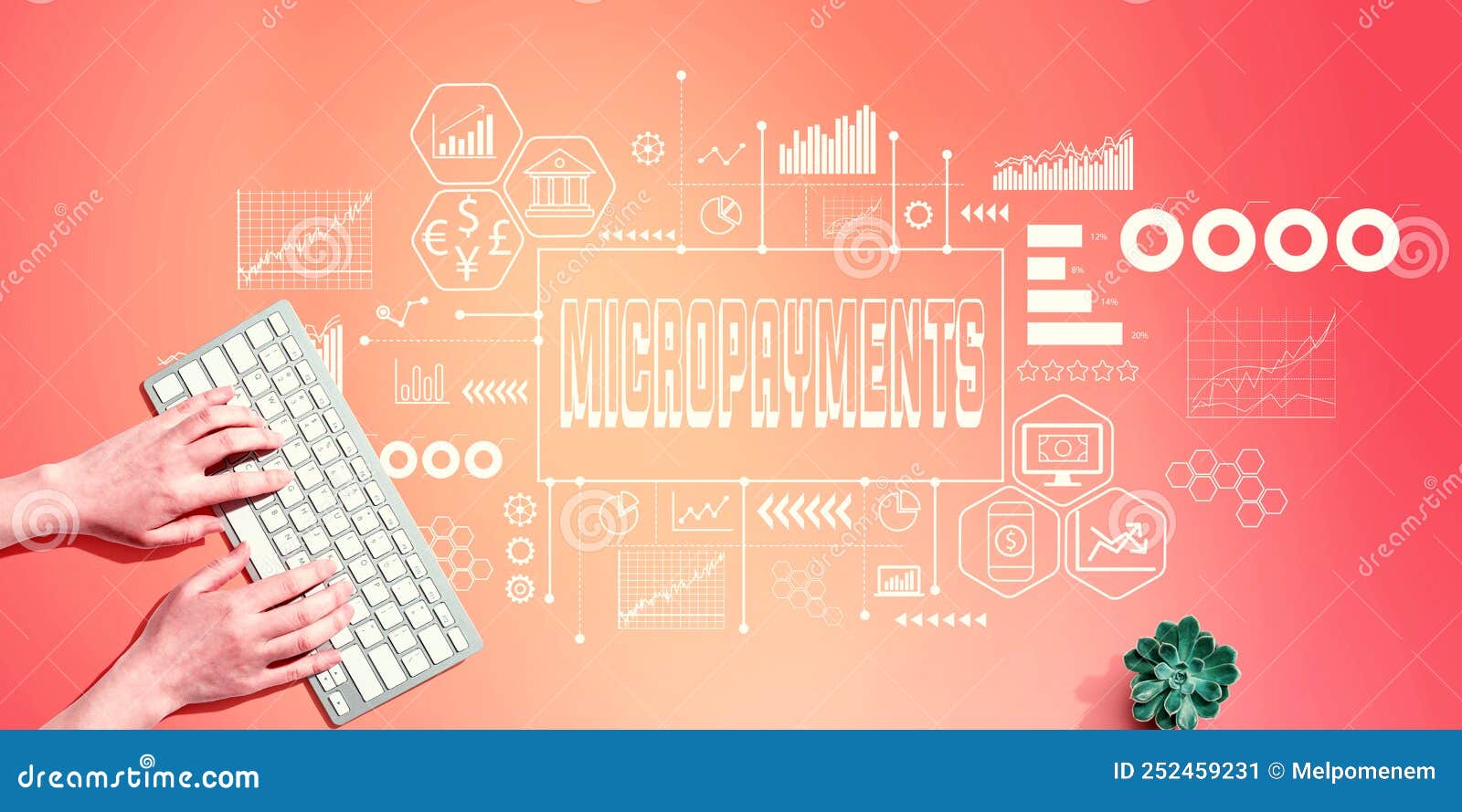 micropayments theme with person using computer keyboard