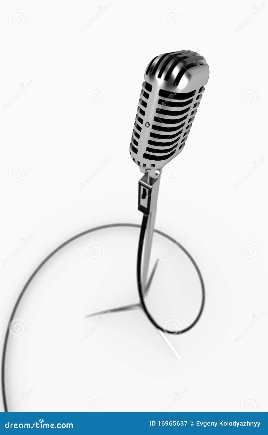 Metallic isolated microphone on white