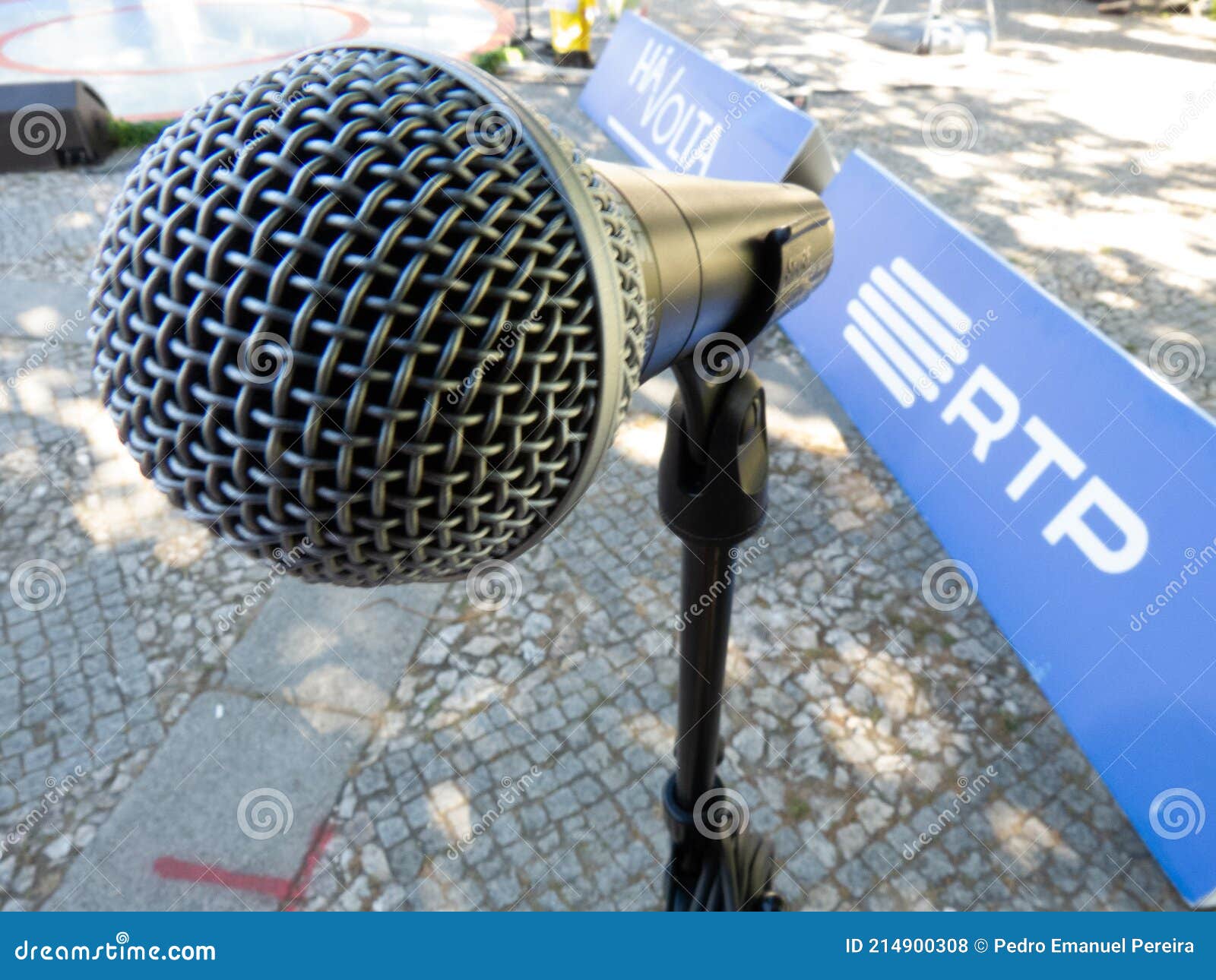 Microphone Ball Highlighted in the Upper Left Corner Stock Photo