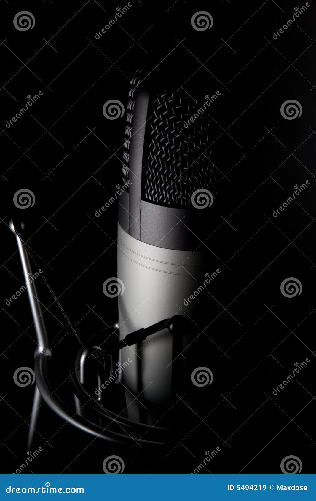 Microphone On Black Background Stock Image Image of electronics, shiny 5494219