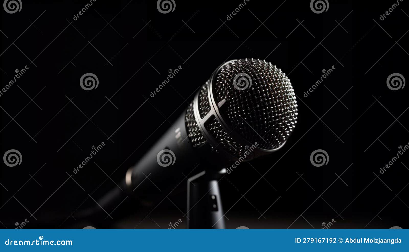 Microphone on Black Background with Copy Space Stock Illustration