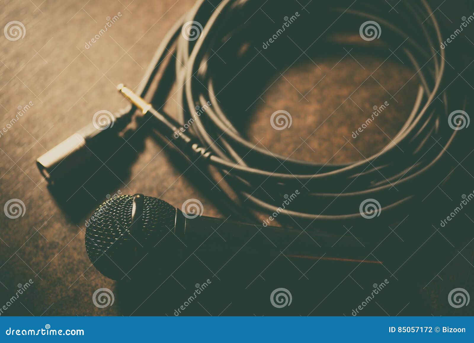 Microphone and cables stock photo. Image of musical, desk 85057172