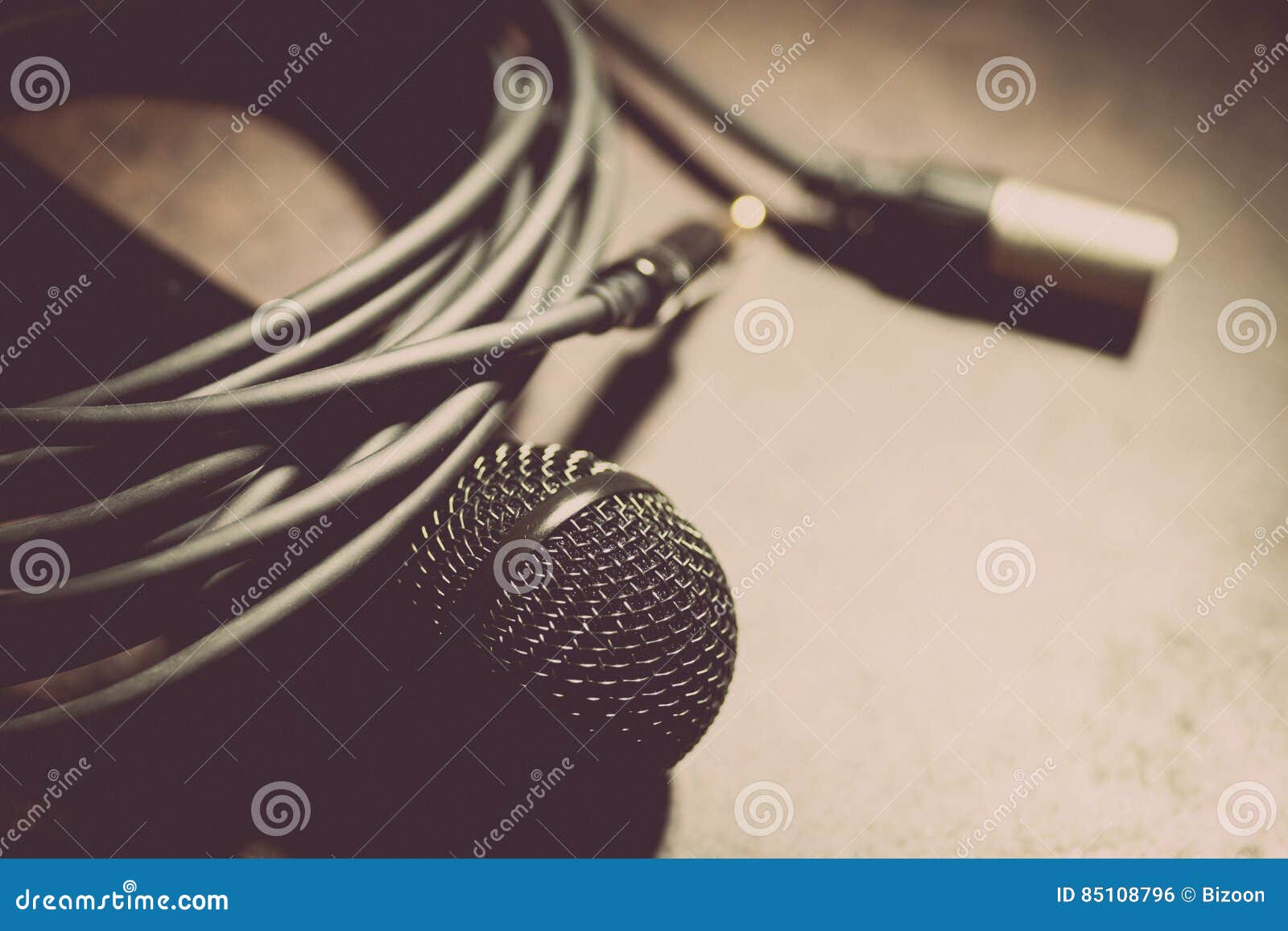 Microphone and cables stock photo. Image of voice, instrument 85108796